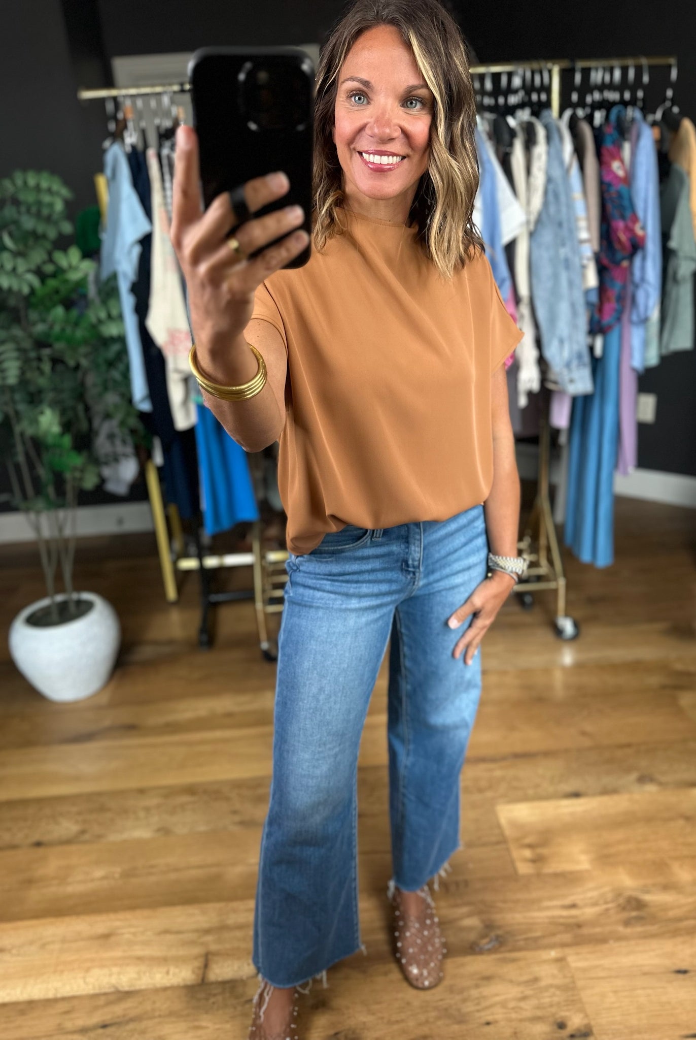 Nothing In Common High-Neck Top-Short Sleeves-Wishlist-Anna Kaytes Boutique, Women's Fashion Boutique in Grinnell, Iowa