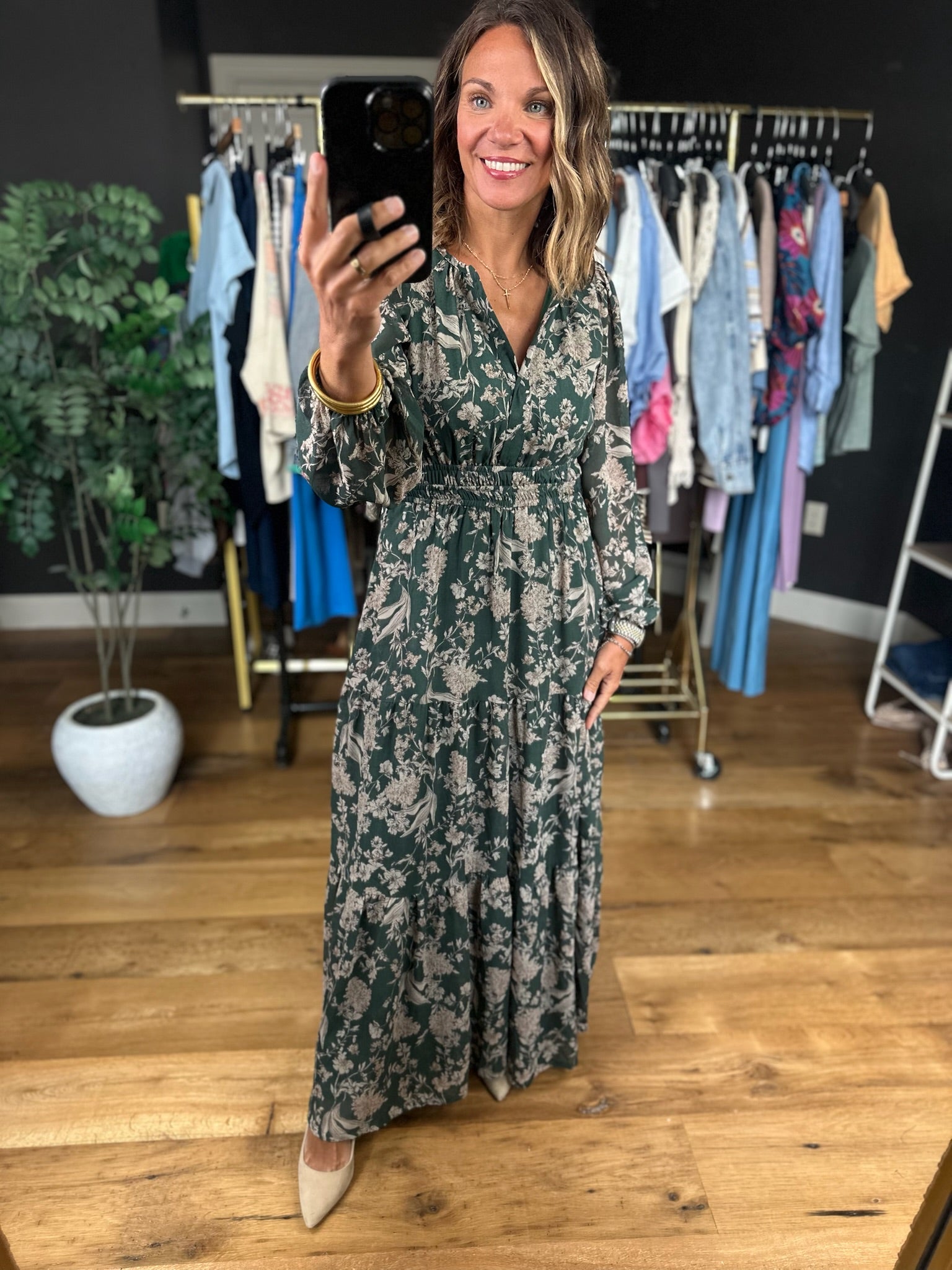 Fall Decisions Floral Dress-Dresses-She & Sky-Anna Kaytes Boutique, Women's Fashion Boutique in Grinnell, Iowa