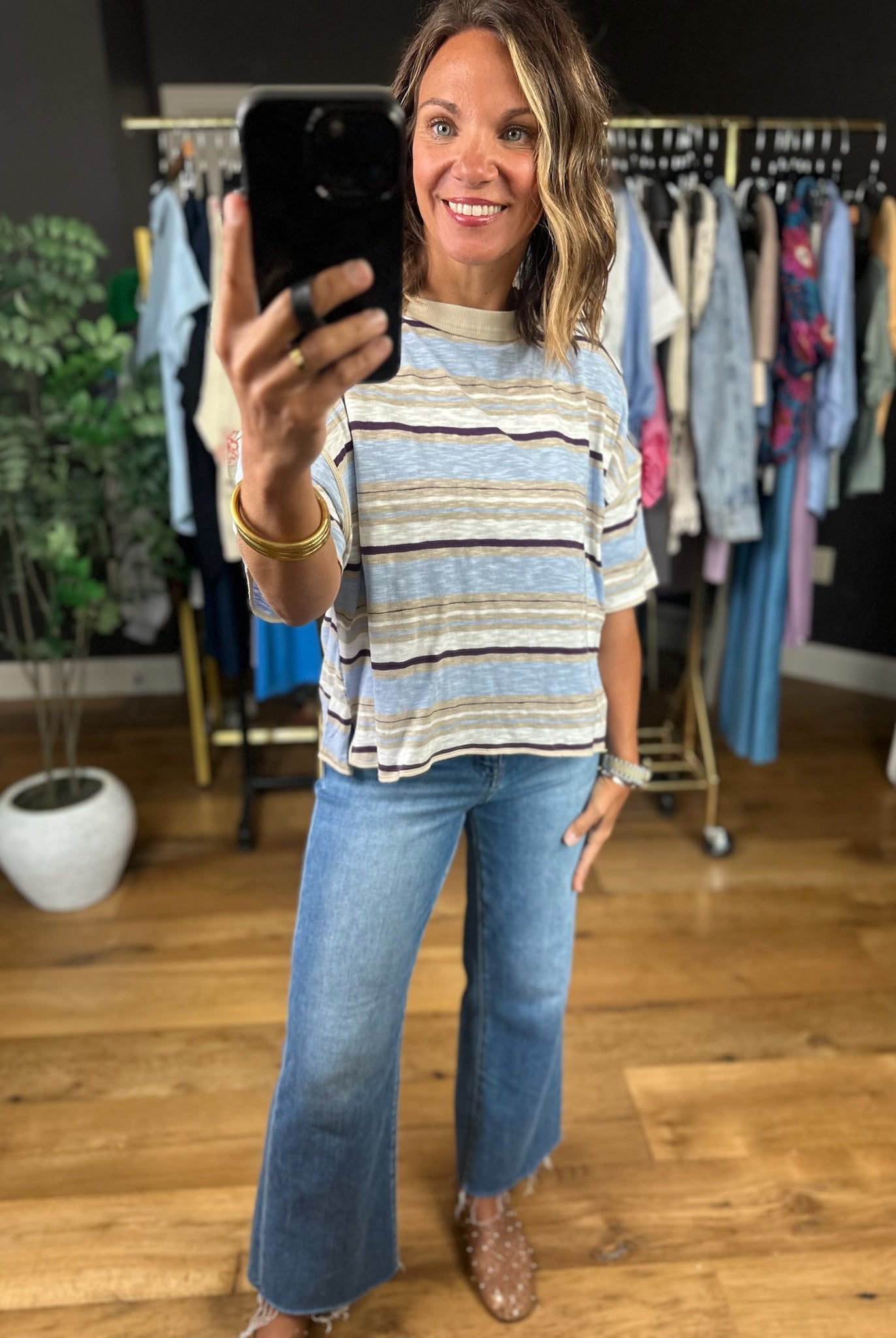 Keep You Humble Striped Top-Short Sleeves-ee:some-Anna Kaytes Boutique, Women's Fashion Boutique in Grinnell, Iowa