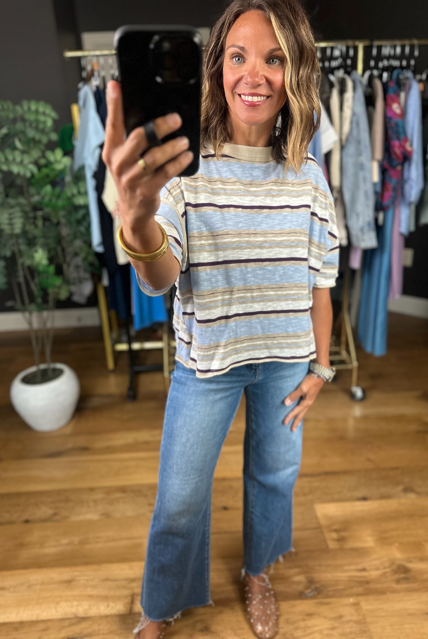Keep You Humble Striped Top-Short Sleeves-ee:some-Anna Kaytes Boutique, Women's Fashion Boutique in Grinnell, Iowa