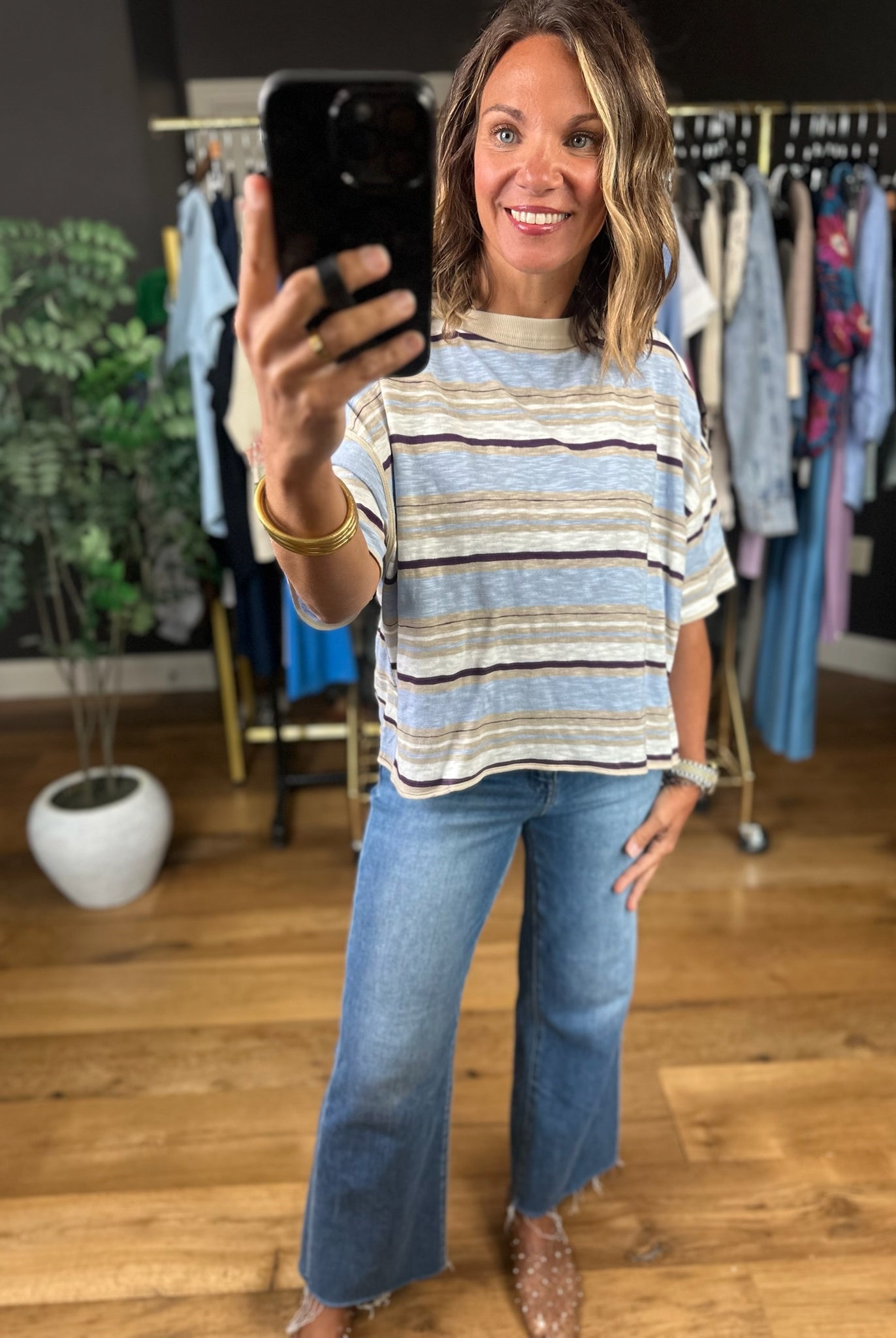Keep You Humble Striped Top-Short Sleeves-ee:some-Anna Kaytes Boutique, Women's Fashion Boutique in Grinnell, Iowa