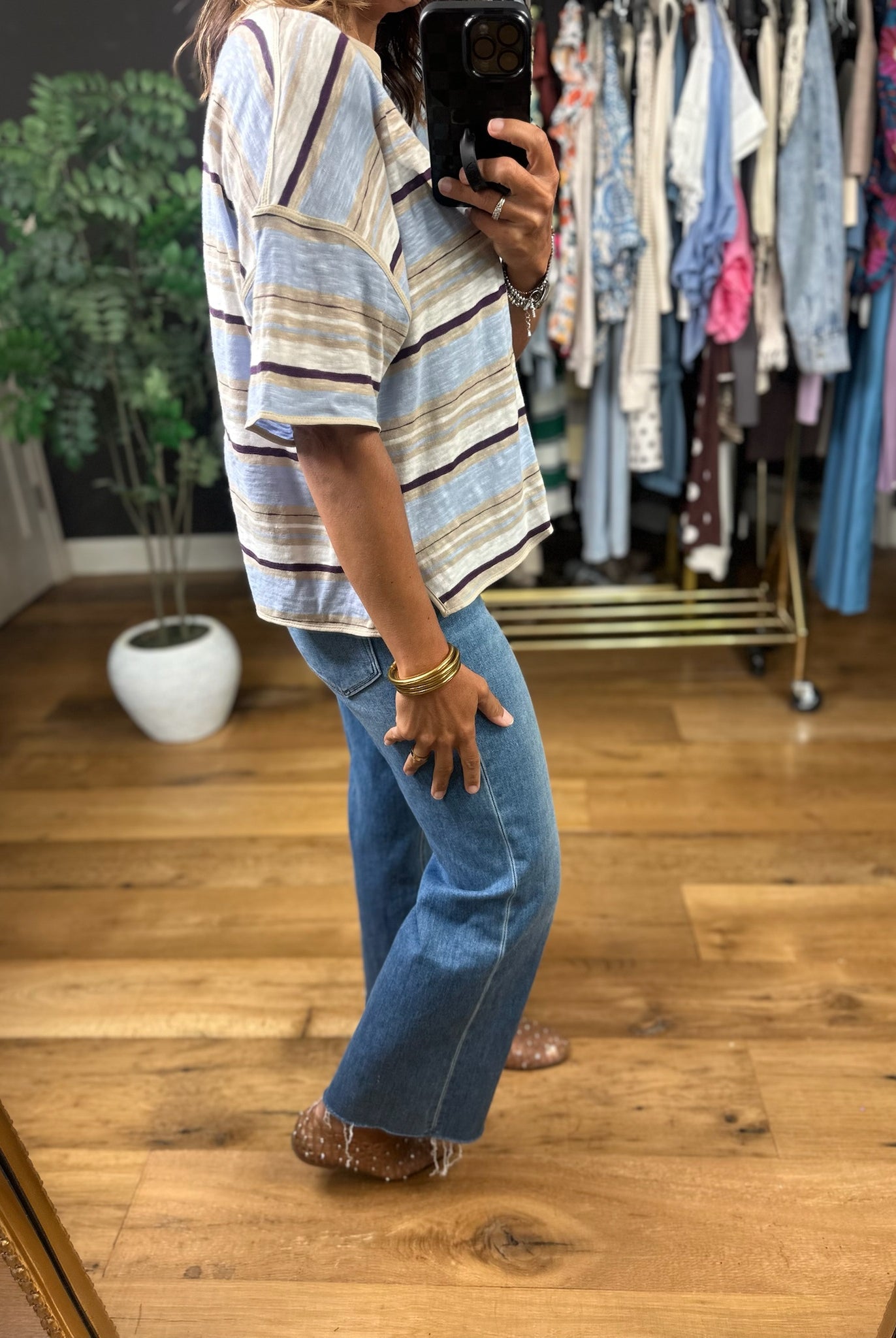 Keep You Humble Striped Top-Short Sleeves-ee:some-Anna Kaytes Boutique, Women's Fashion Boutique in Grinnell, Iowa