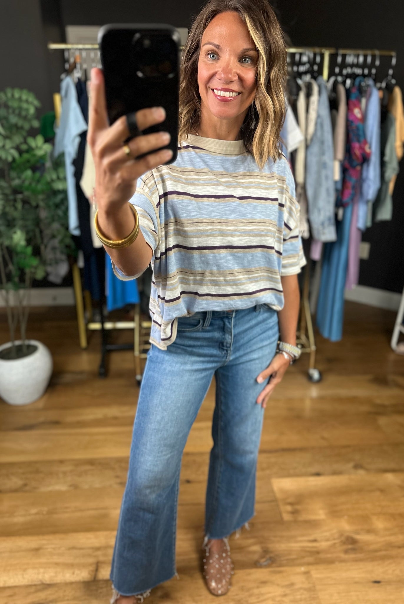 Keep You Humble Striped Top-Short Sleeves-ee:some-Anna Kaytes Boutique, Women's Fashion Boutique in Grinnell, Iowa