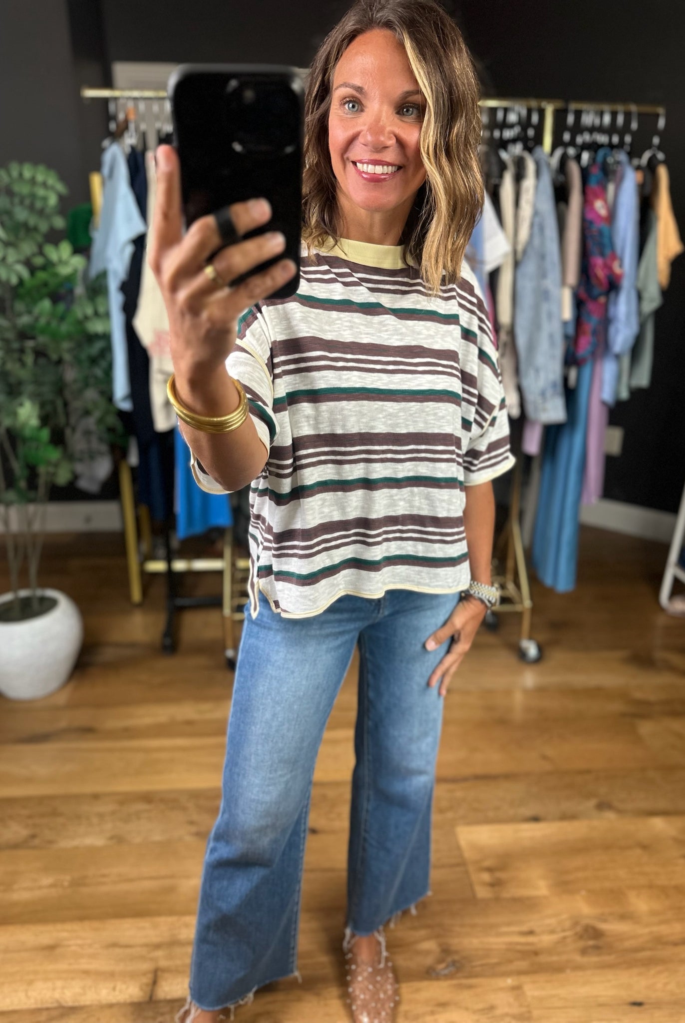Keep You Humble Striped Top-Short Sleeves-ee:some-Anna Kaytes Boutique, Women's Fashion Boutique in Grinnell, Iowa