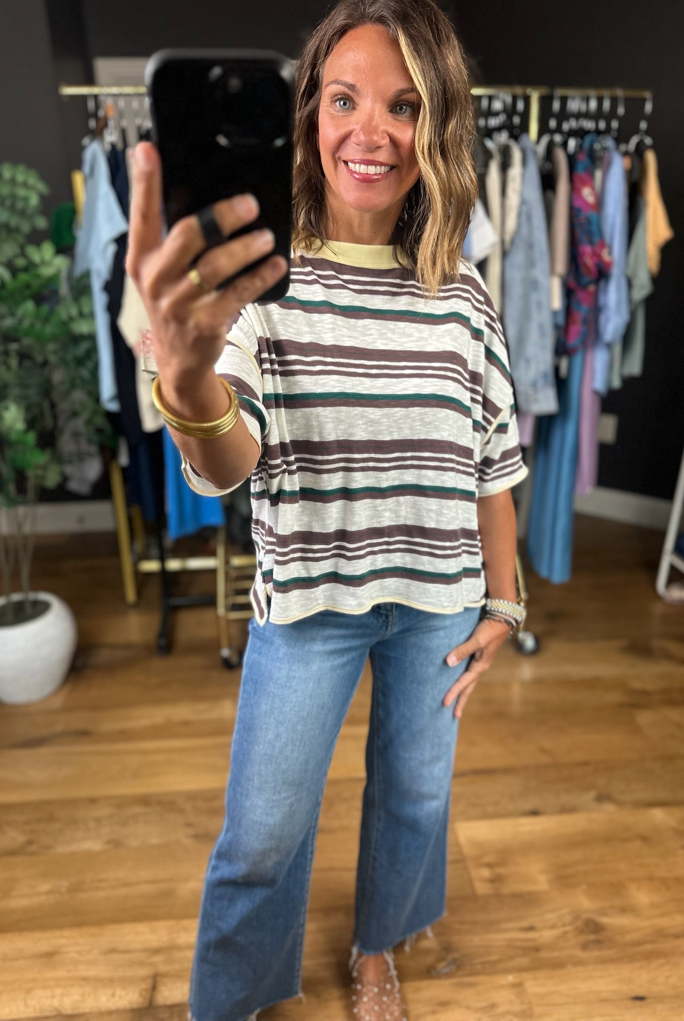 Keep You Humble Striped Top-Short Sleeves-ee:some-Anna Kaytes Boutique, Women's Fashion Boutique in Grinnell, Iowa