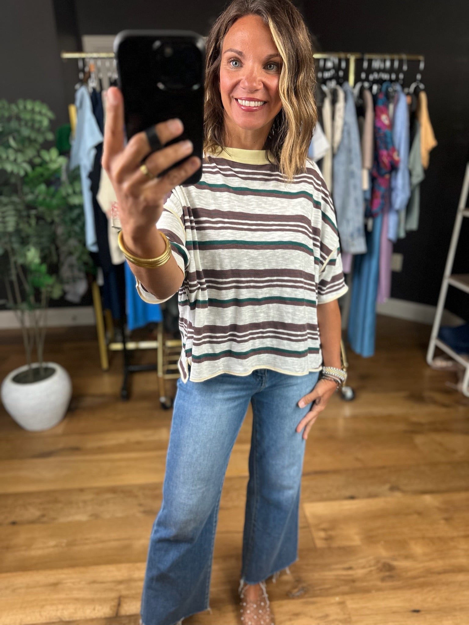 Keep You Humble Striped Top-Short Sleeves-ee:some-Anna Kaytes Boutique, Women's Fashion Boutique in Grinnell, Iowa