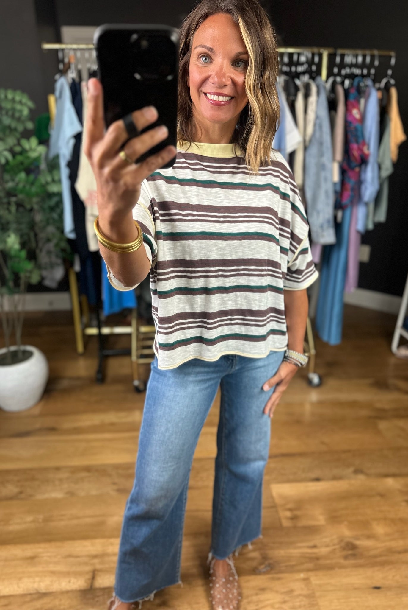 Keep You Humble Striped Top-Short Sleeves-ee:some-Anna Kaytes Boutique, Women's Fashion Boutique in Grinnell, Iowa