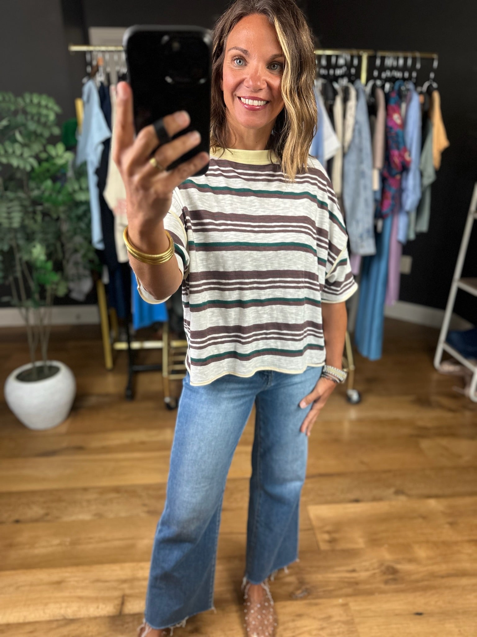 Keep You Humble Striped Top-Short Sleeves-ee:some-Anna Kaytes Boutique, Women's Fashion Boutique in Grinnell, Iowa