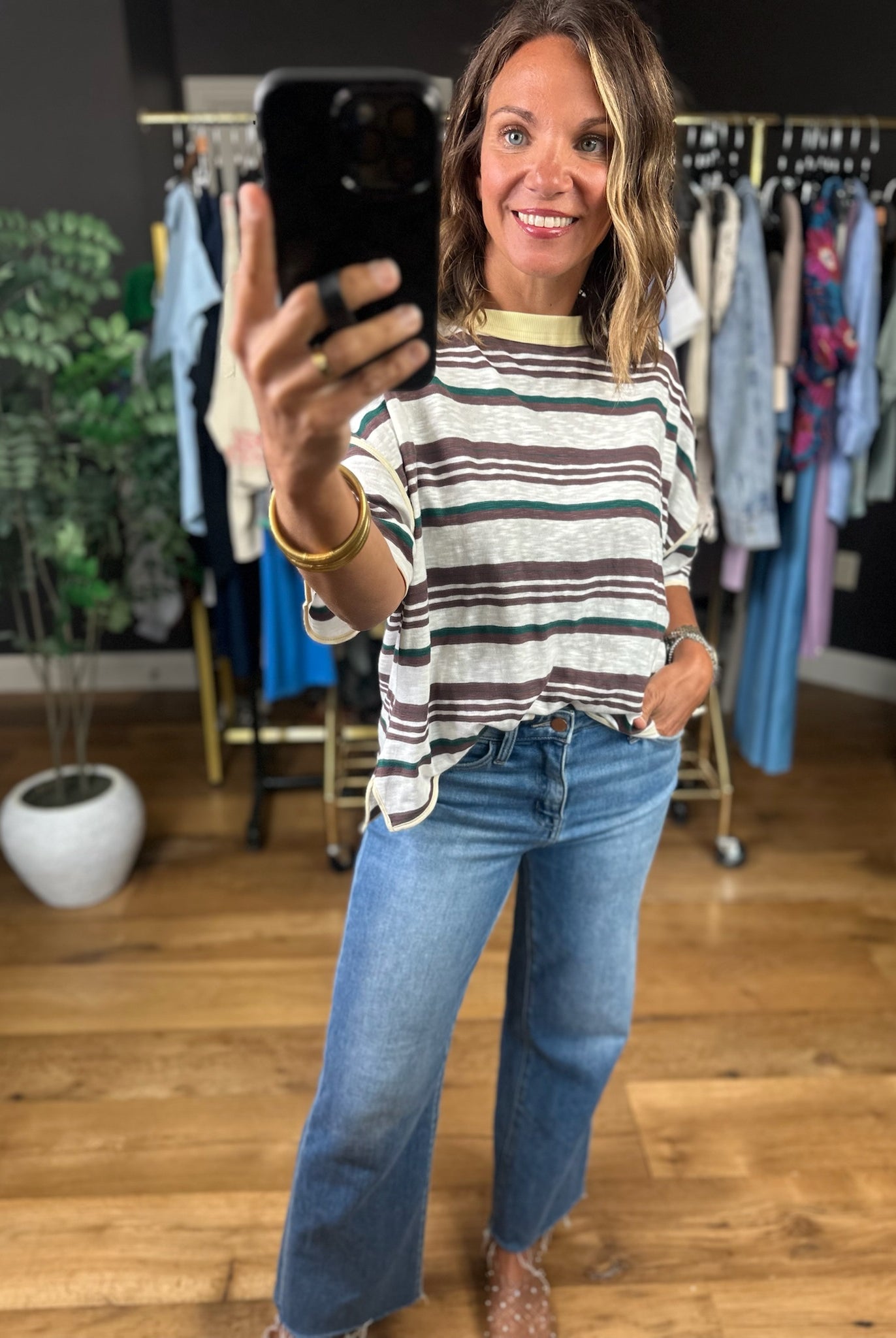 Keep You Humble Striped Top-Short Sleeves-ee:some-Anna Kaytes Boutique, Women's Fashion Boutique in Grinnell, Iowa