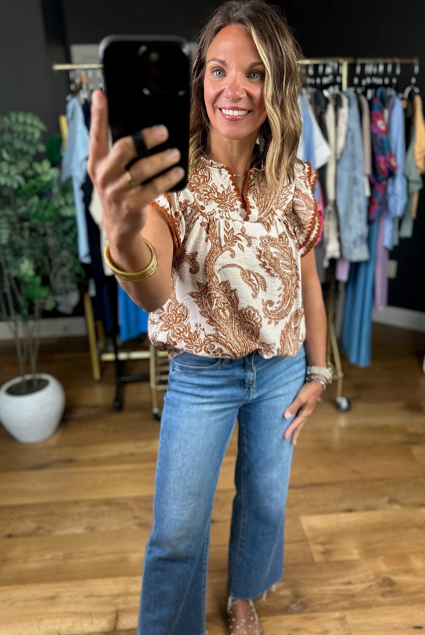 Feelings For You Flutter-Sleeve Top-Short Sleeves-She & Sky-Anna Kaytes Boutique, Women's Fashion Boutique in Grinnell, Iowa
