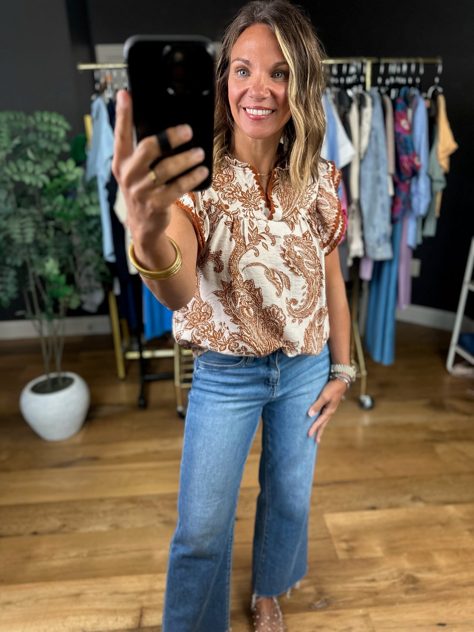 Feelings For You Flutter-Sleeve Top-Short Sleeves-She & Sky-Anna Kaytes Boutique, Women's Fashion Boutique in Grinnell, Iowa