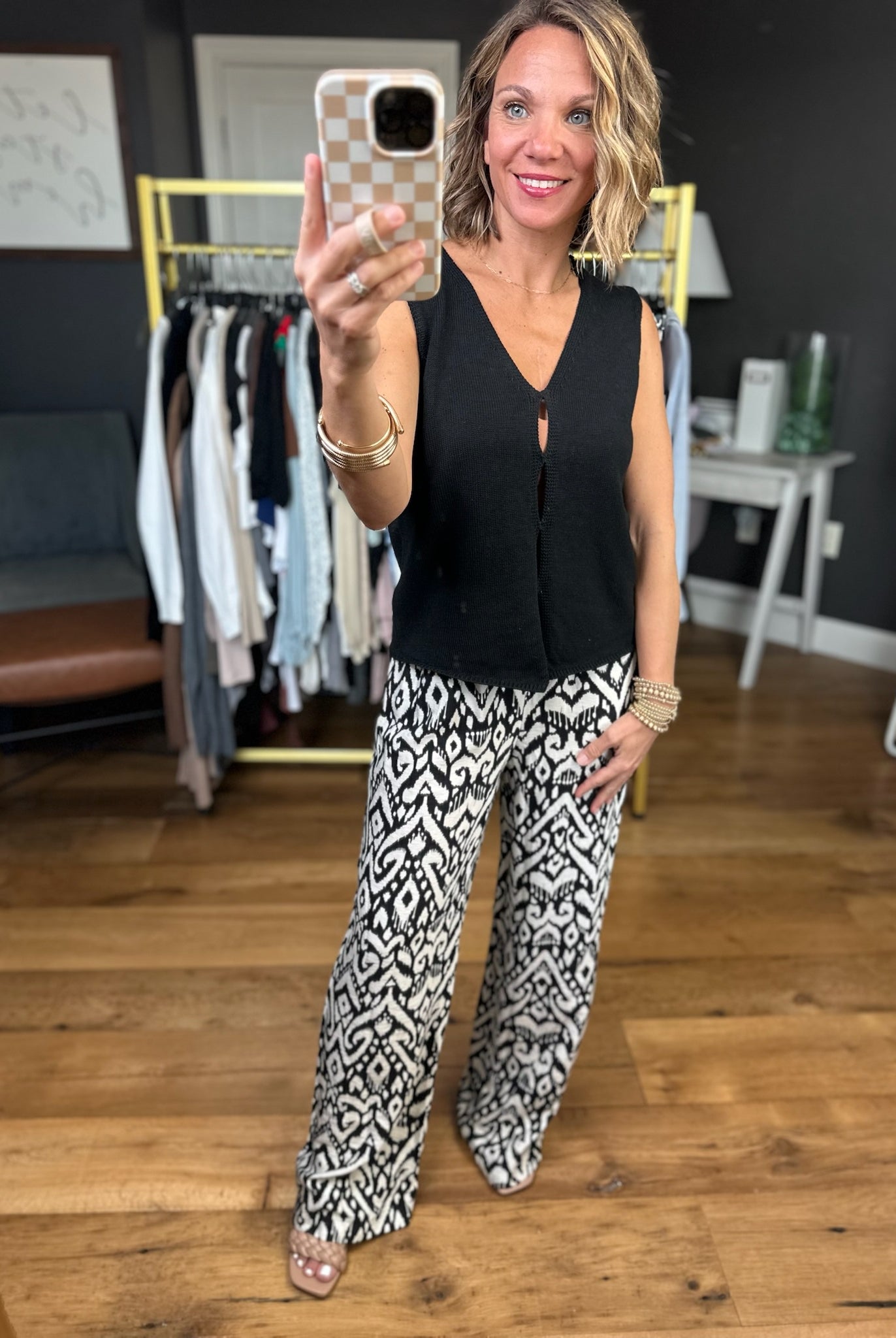All The Possibilities Patterned Wide-Leg Pant - Black-Staccato-Anna Kaytes Boutique, Women's Fashion Boutique in Grinnell, Iowa