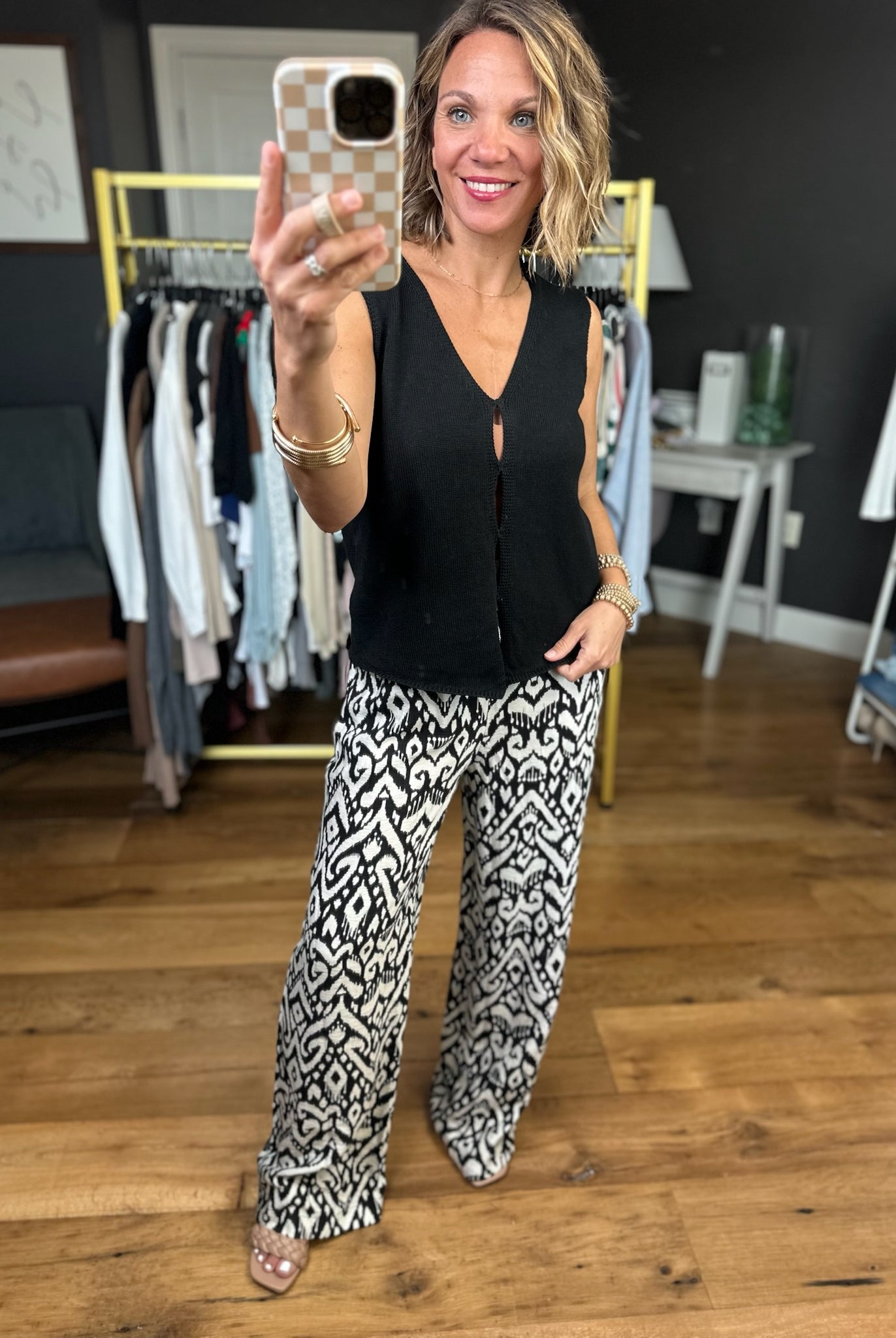 All The Possibilities Patterned Wide-Leg Pant - Black-Staccato-Anna Kaytes Boutique, Women's Fashion Boutique in Grinnell, Iowa