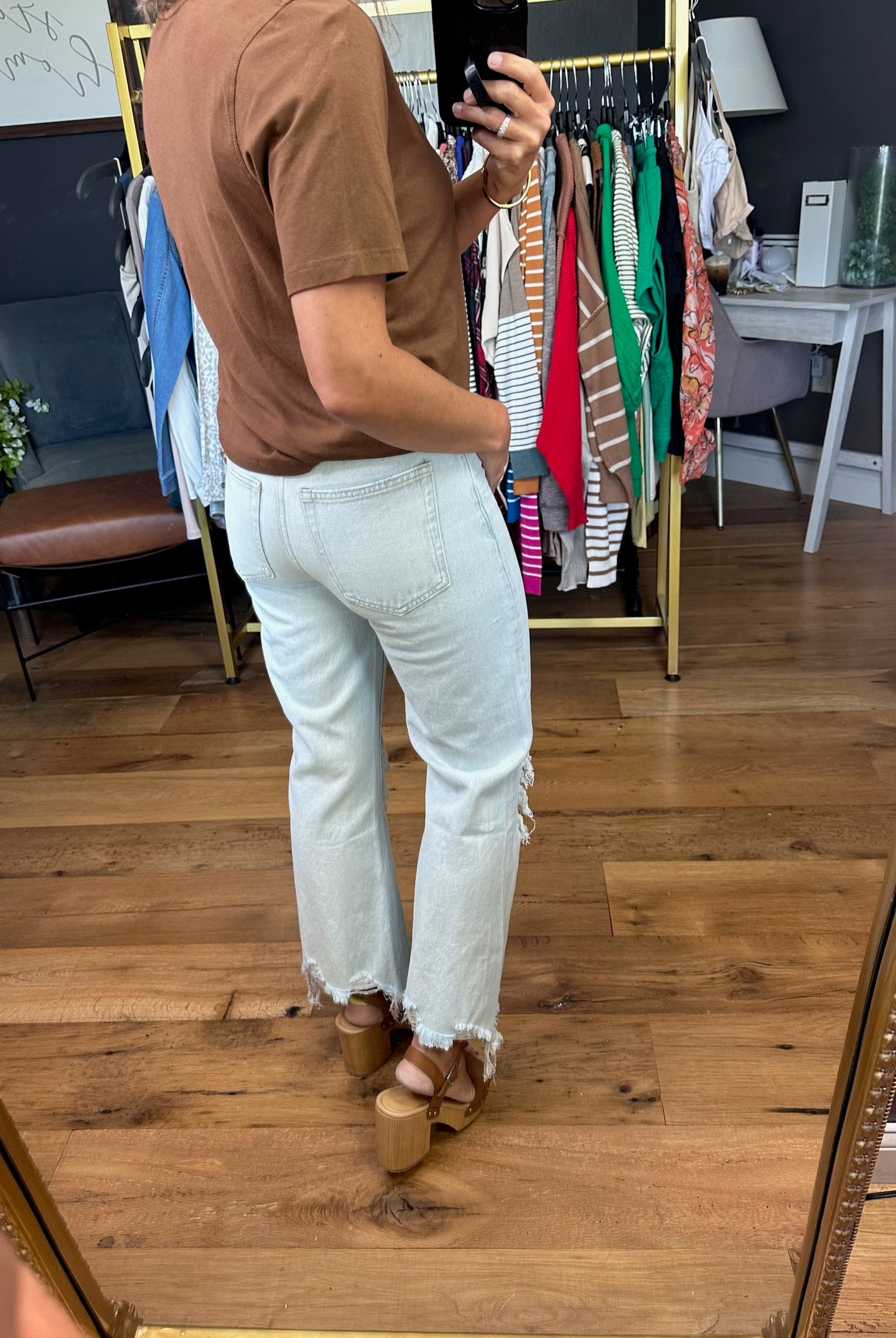The Vienna Vintage High Rise Crop Flare Denim-Jeans-Vervet-Anna Kaytes Boutique, Women's Fashion Boutique in Grinnell, Iowa