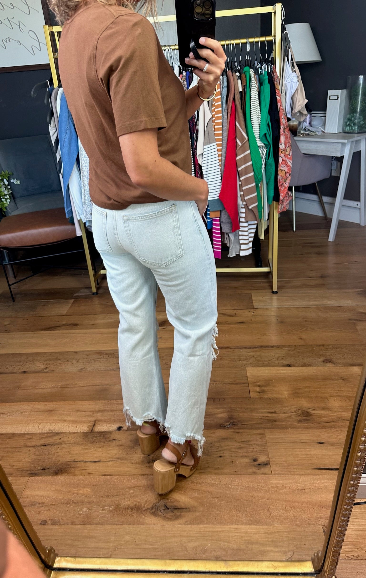 The Vienna Vintage High Rise Crop Flare Denim-Jeans-Vervet-Anna Kaytes Boutique, Women's Fashion Boutique in Grinnell, Iowa