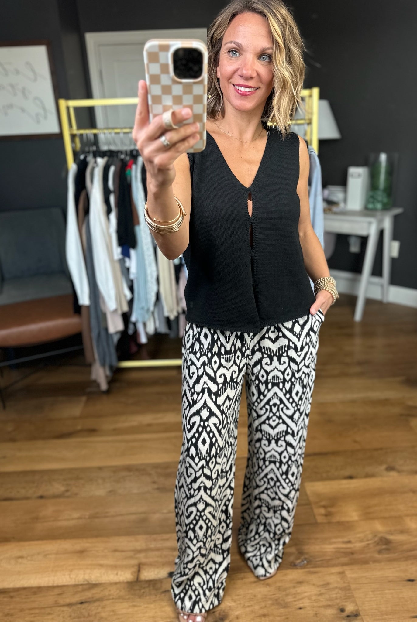 All The Possibilities Patterned Wide-Leg Pant - Black-Staccato-Anna Kaytes Boutique, Women's Fashion Boutique in Grinnell, Iowa