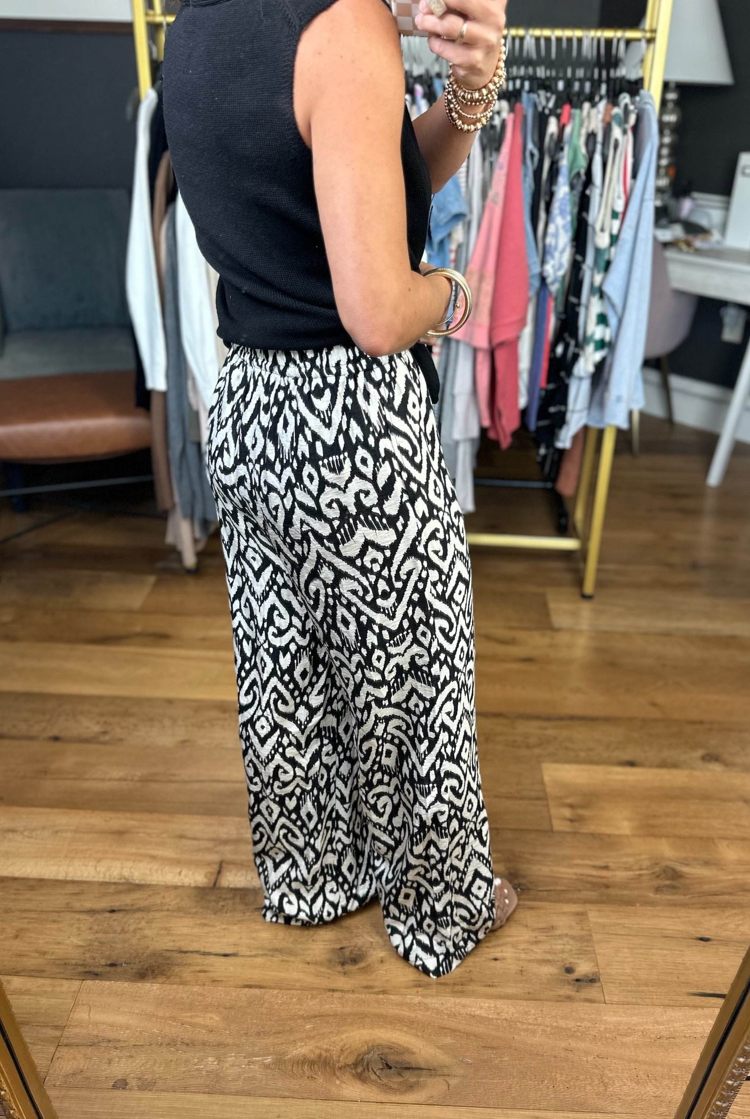All The Possibilities Patterned Wide-Leg Pant - Black-Staccato-Anna Kaytes Boutique, Women's Fashion Boutique in Grinnell, Iowa