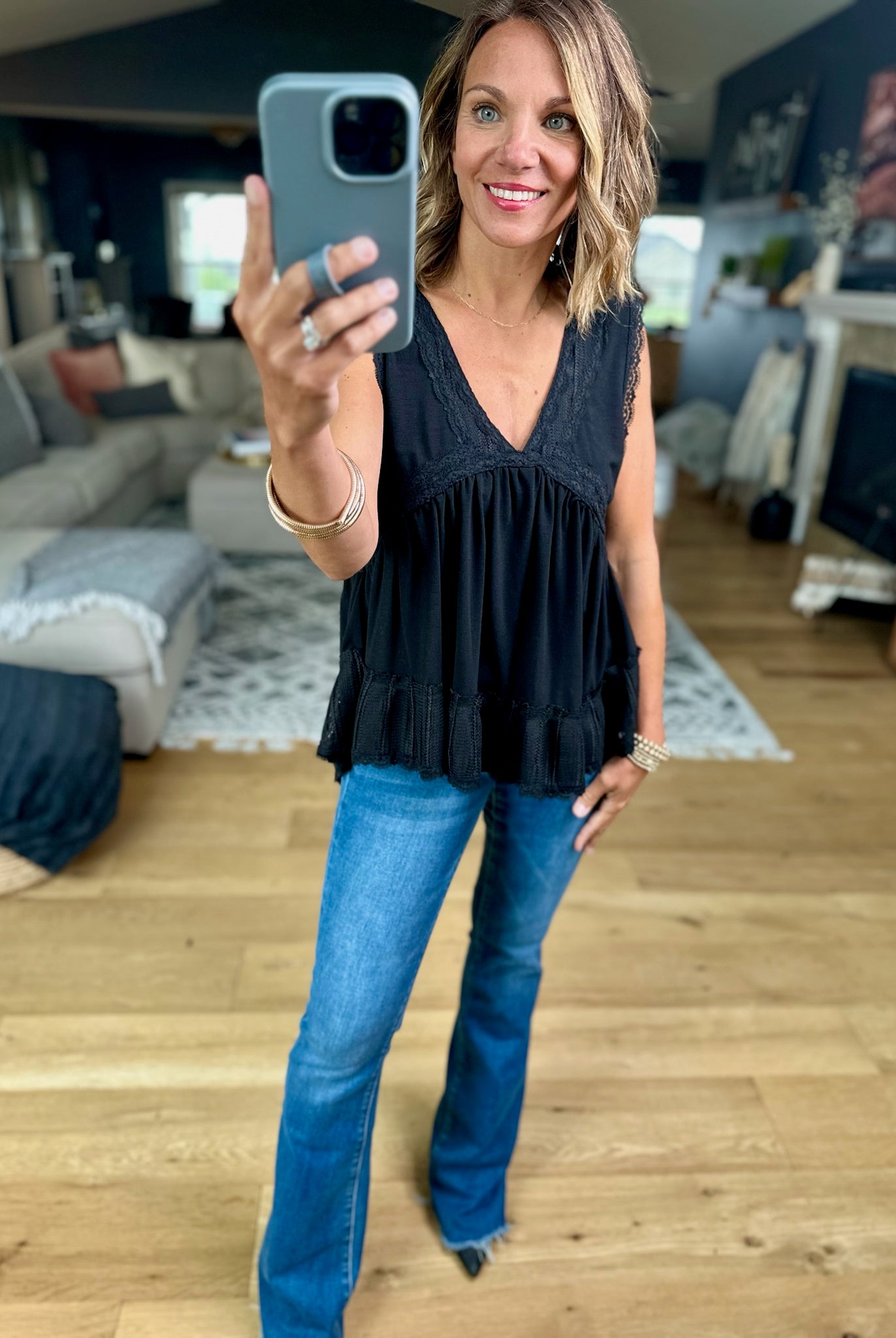 Now Is The Time Lace-Trim Top-POL YKt813-Anna Kaytes Boutique, Women's Fashion Boutique in Grinnell, Iowa