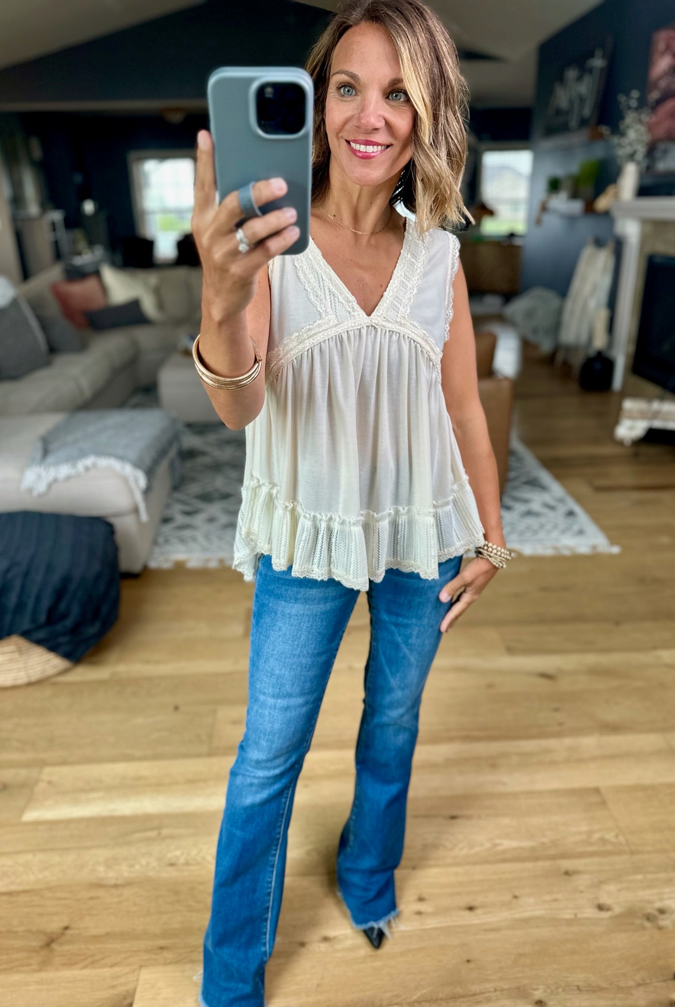 Now Is The Time Lace-Trim Top-POL YKt813-Anna Kaytes Boutique, Women's Fashion Boutique in Grinnell, Iowa