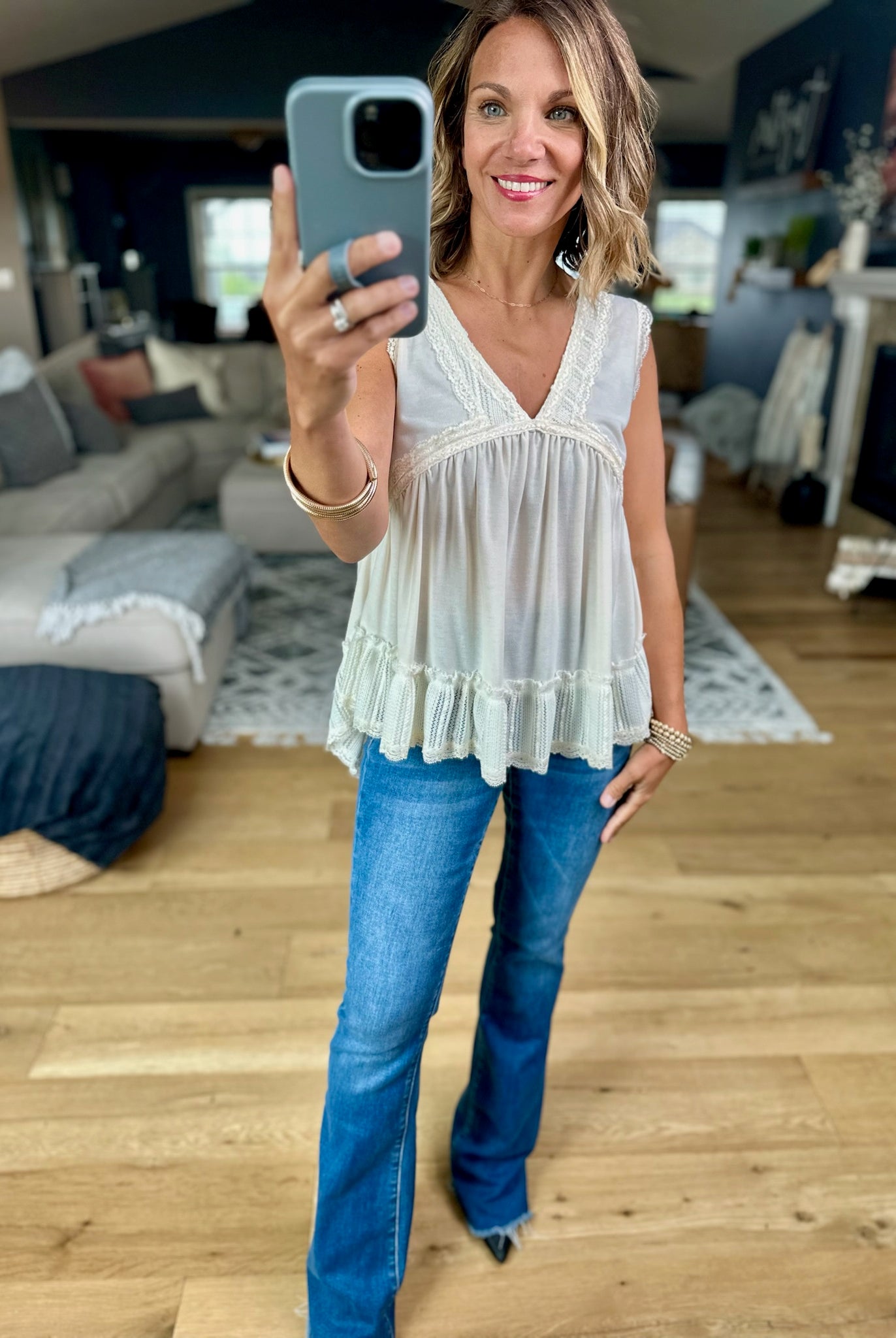 Now Is The Time Lace-Trim Top-POL YKt813-Anna Kaytes Boutique, Women's Fashion Boutique in Grinnell, Iowa