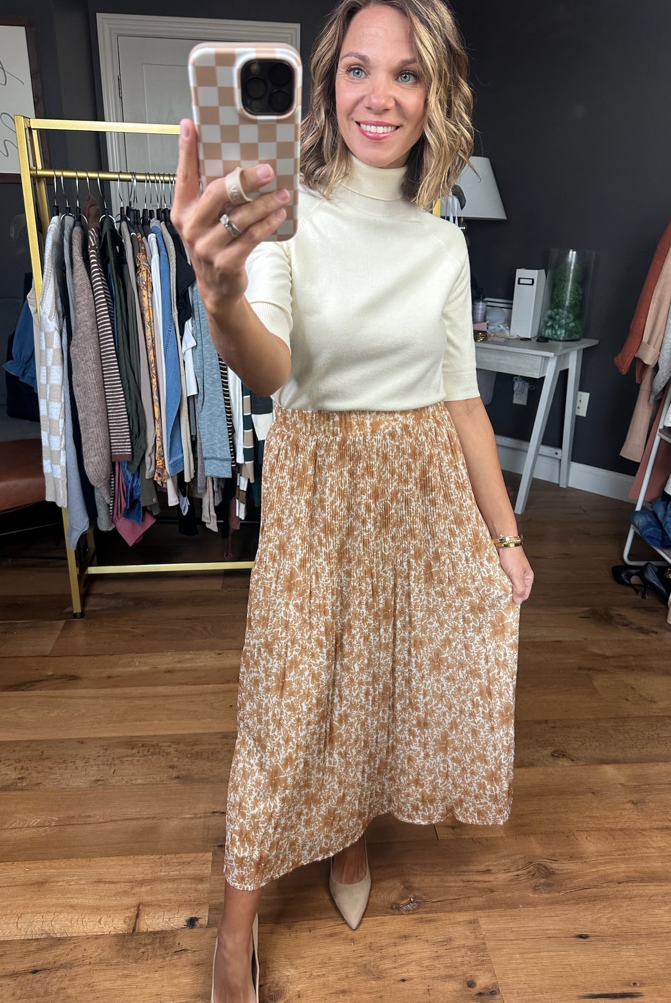 Get Away With It Floral Pleated Skirt - Amber-Wishlist-Anna Kaytes Boutique, Women's Fashion Boutique in Grinnell, Iowa