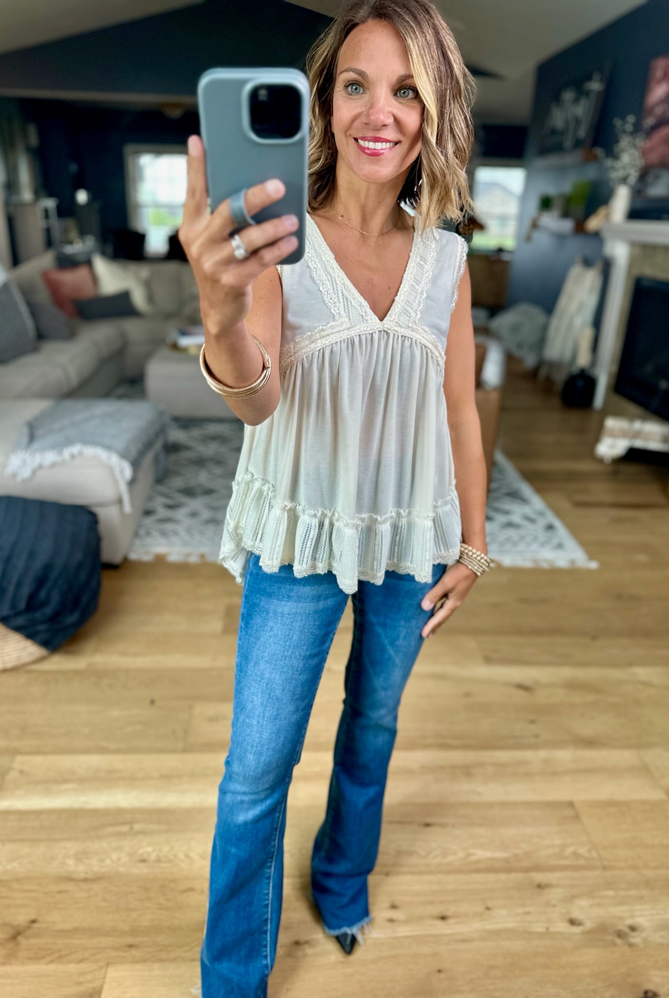 Now Is The Time Lace-Trim Top-POL YKt813-Anna Kaytes Boutique, Women's Fashion Boutique in Grinnell, Iowa