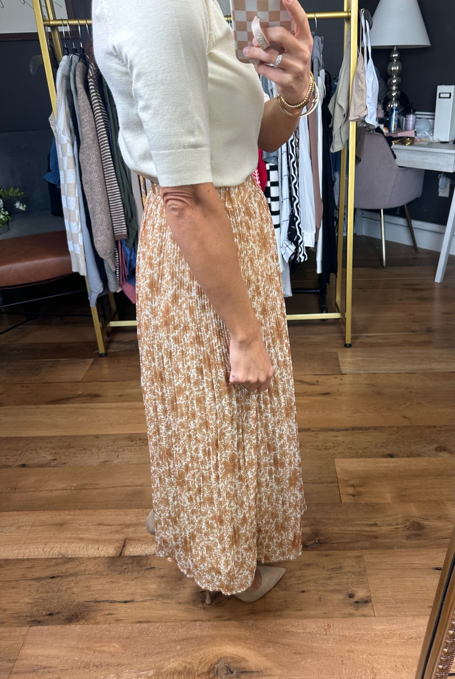 Get Away With It Floral Pleated Skirt - Amber-Wishlist-Anna Kaytes Boutique, Women's Fashion Boutique in Grinnell, Iowa