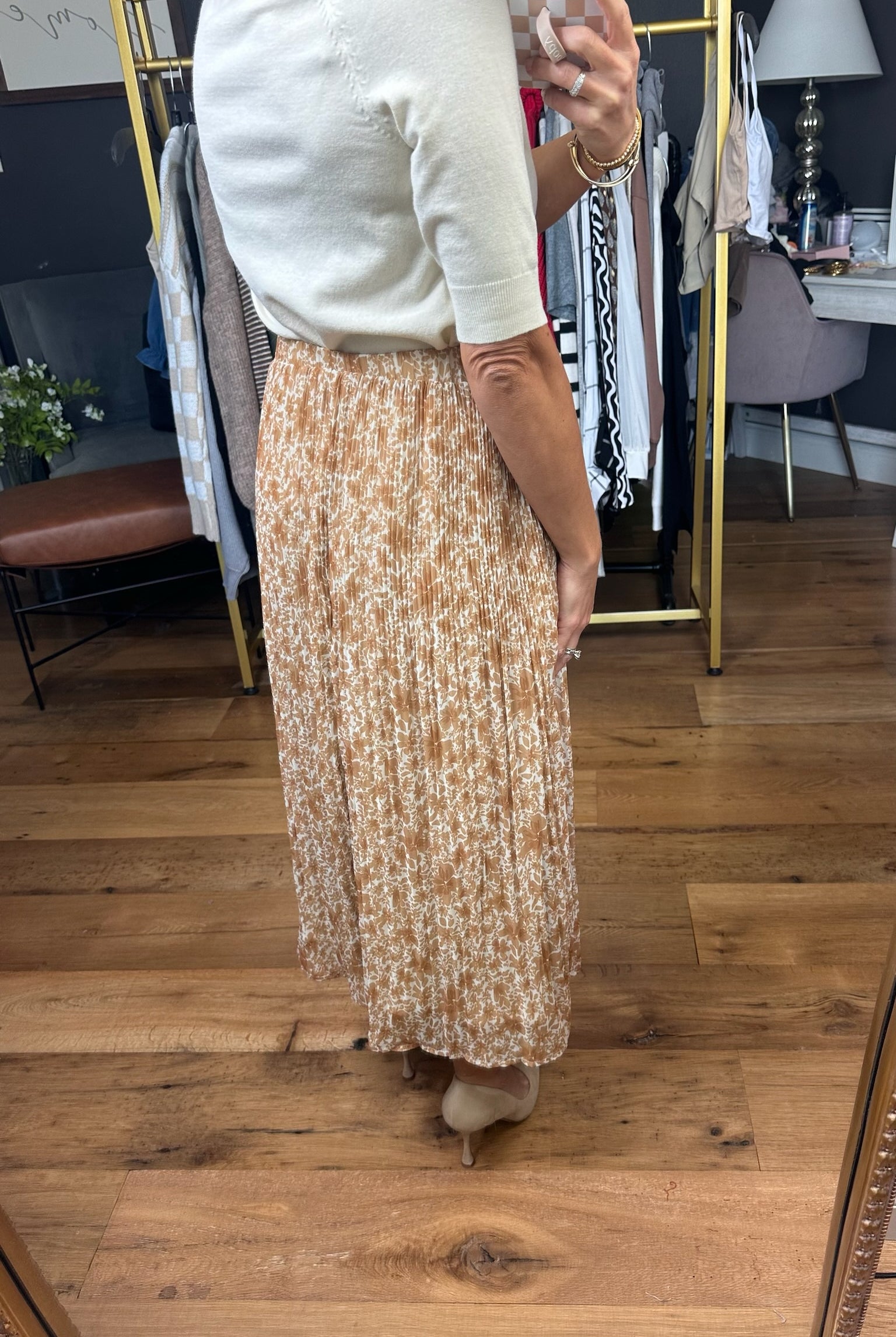 Get Away With It Floral Pleated Skirt - Amber-Wishlist-Anna Kaytes Boutique, Women's Fashion Boutique in Grinnell, Iowa