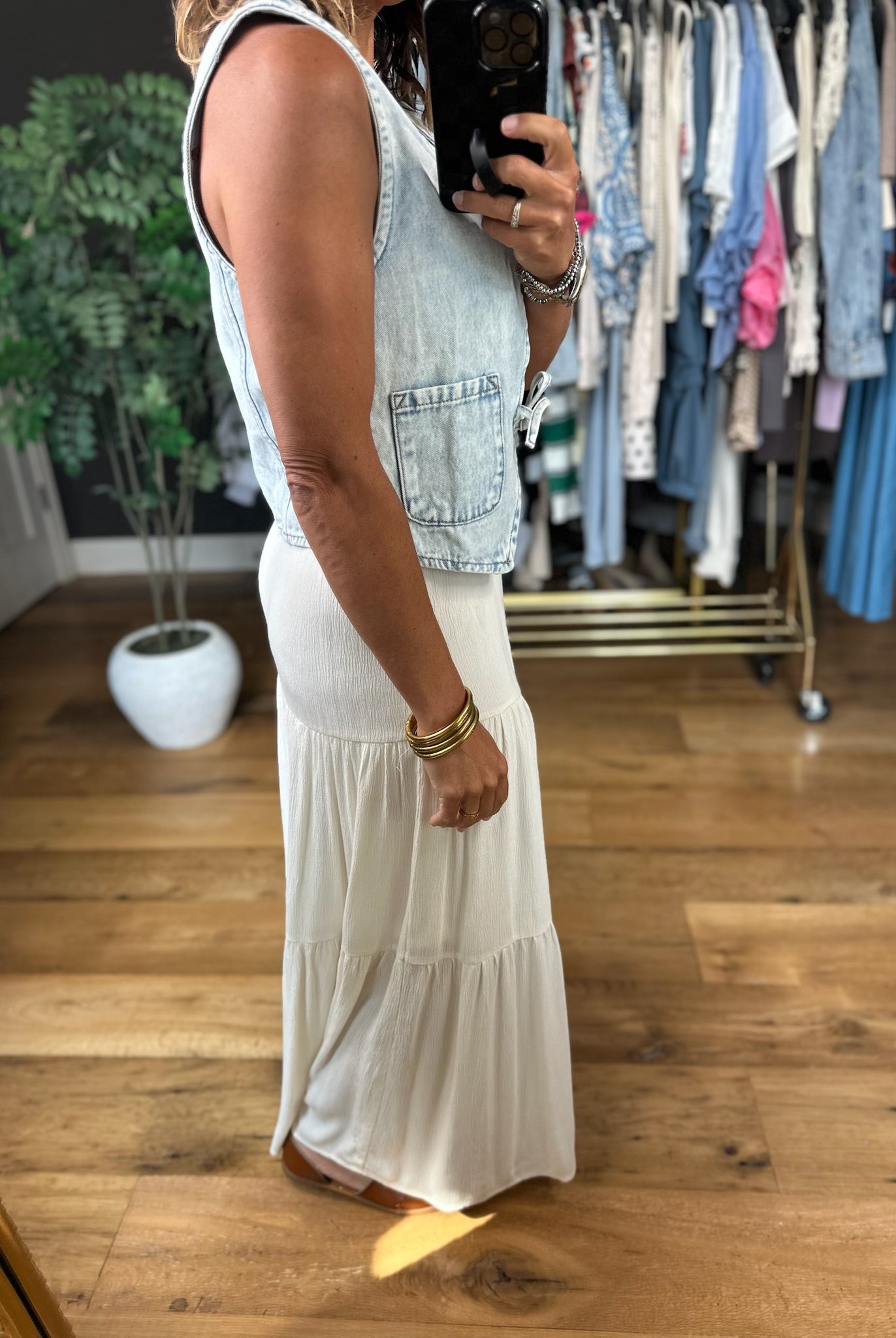 On Cloud 9 Denim Vest-Sleeveless-Very J-Anna Kaytes Boutique, Women's Fashion Boutique in Grinnell, Iowa
