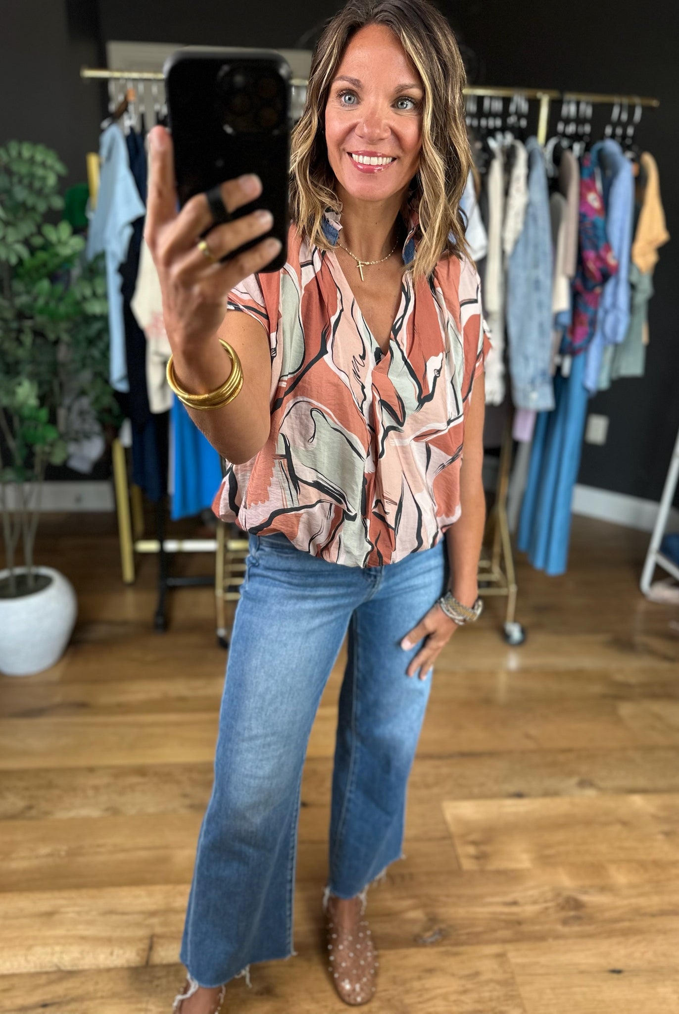 Heard You Right Patterned Top-Short Sleeves-THML-Anna Kaytes Boutique, Women's Fashion Boutique in Grinnell, Iowa