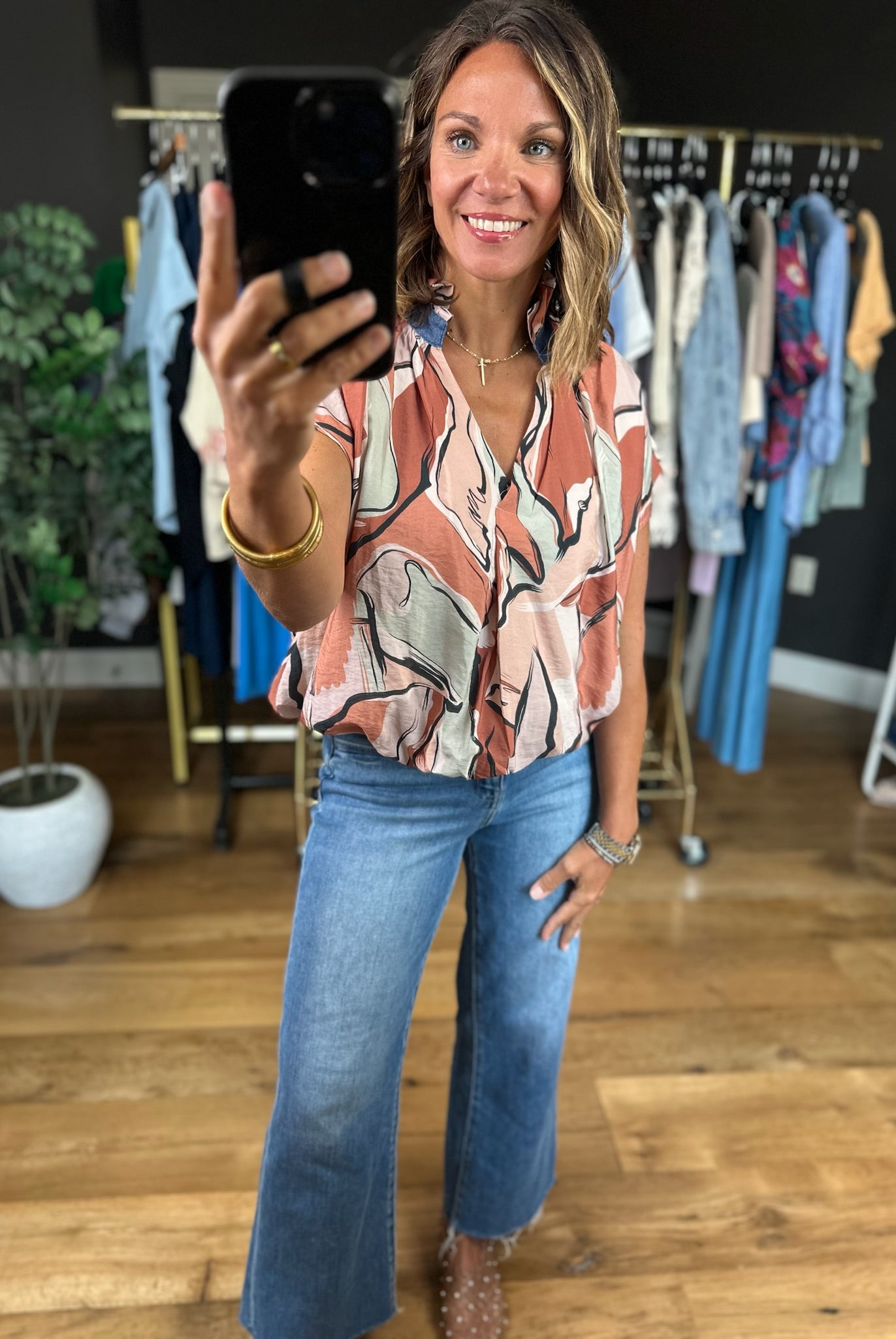 Heard You Right Patterned Top-Short Sleeves-THML-Anna Kaytes Boutique, Women's Fashion Boutique in Grinnell, Iowa