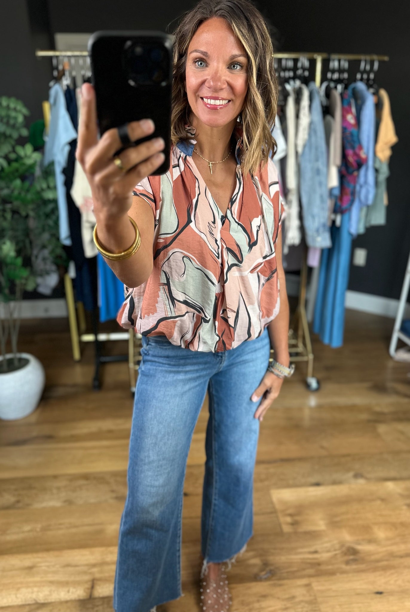 Heard You Right Patterned Top-Short Sleeves-THML-Anna Kaytes Boutique, Women's Fashion Boutique in Grinnell, Iowa