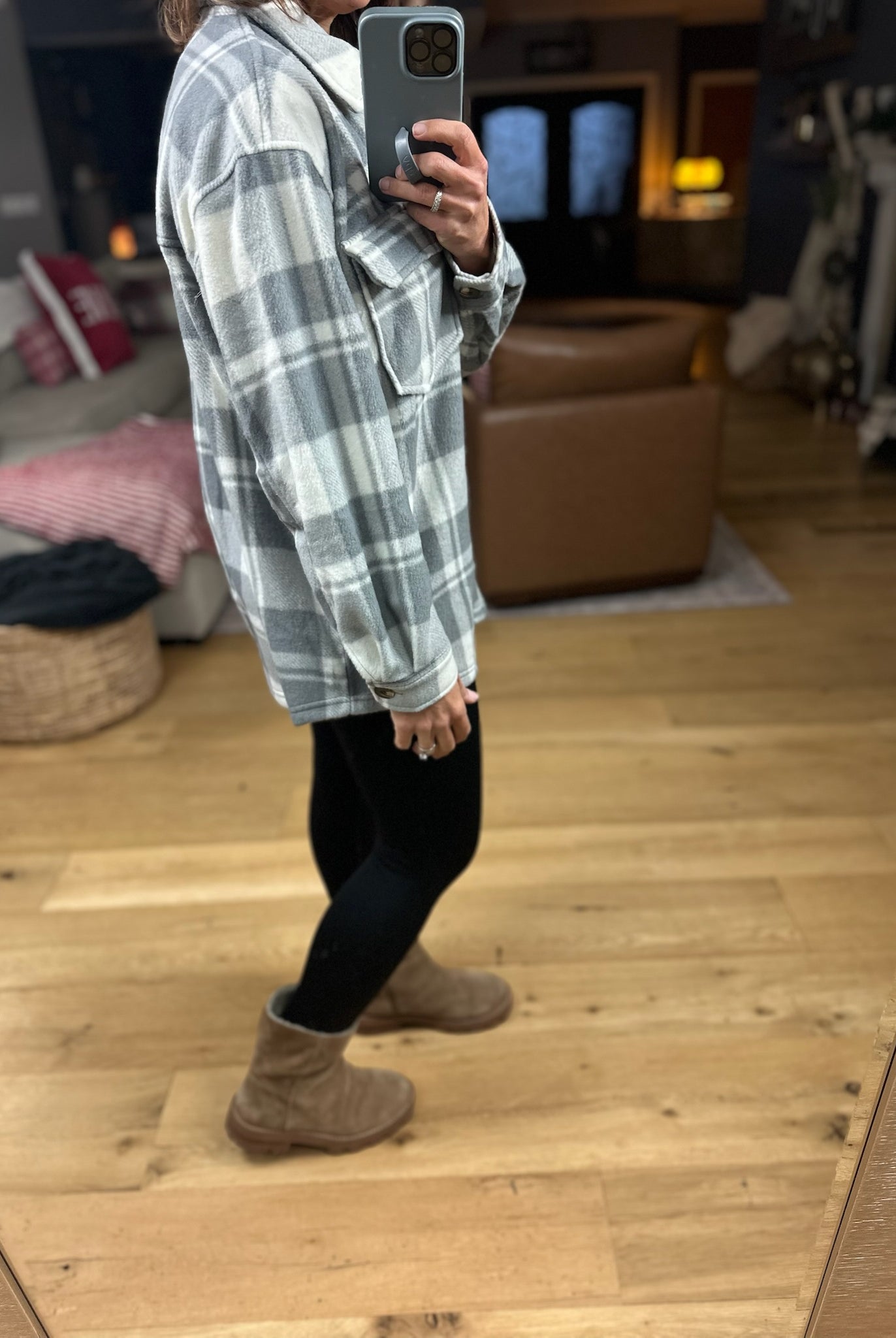 Pretty In Plaid Fleece Shacket-Sweaters-Active Basics-Anna Kaytes Boutique, Women's Fashion Boutique in Grinnell, Iowa