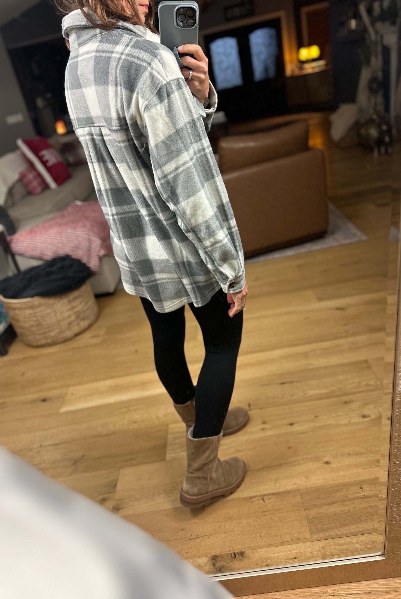 Pretty In Plaid Fleece Shacket-Sweaters-Active Basics-Anna Kaytes Boutique, Women's Fashion Boutique in Grinnell, Iowa