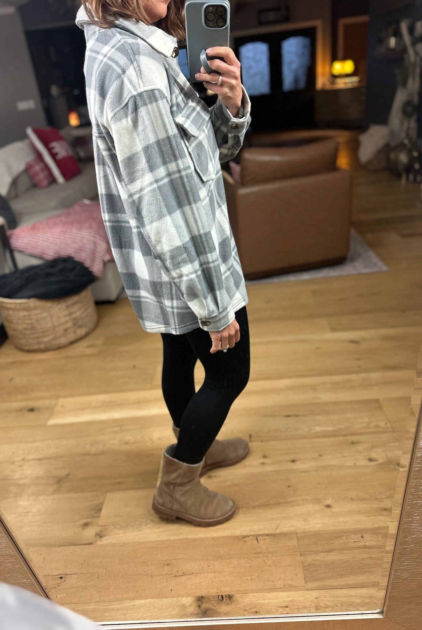 Pretty In Plaid Fleece Shacket-Sweaters-Active Basics-Anna Kaytes Boutique, Women's Fashion Boutique in Grinnell, Iowa