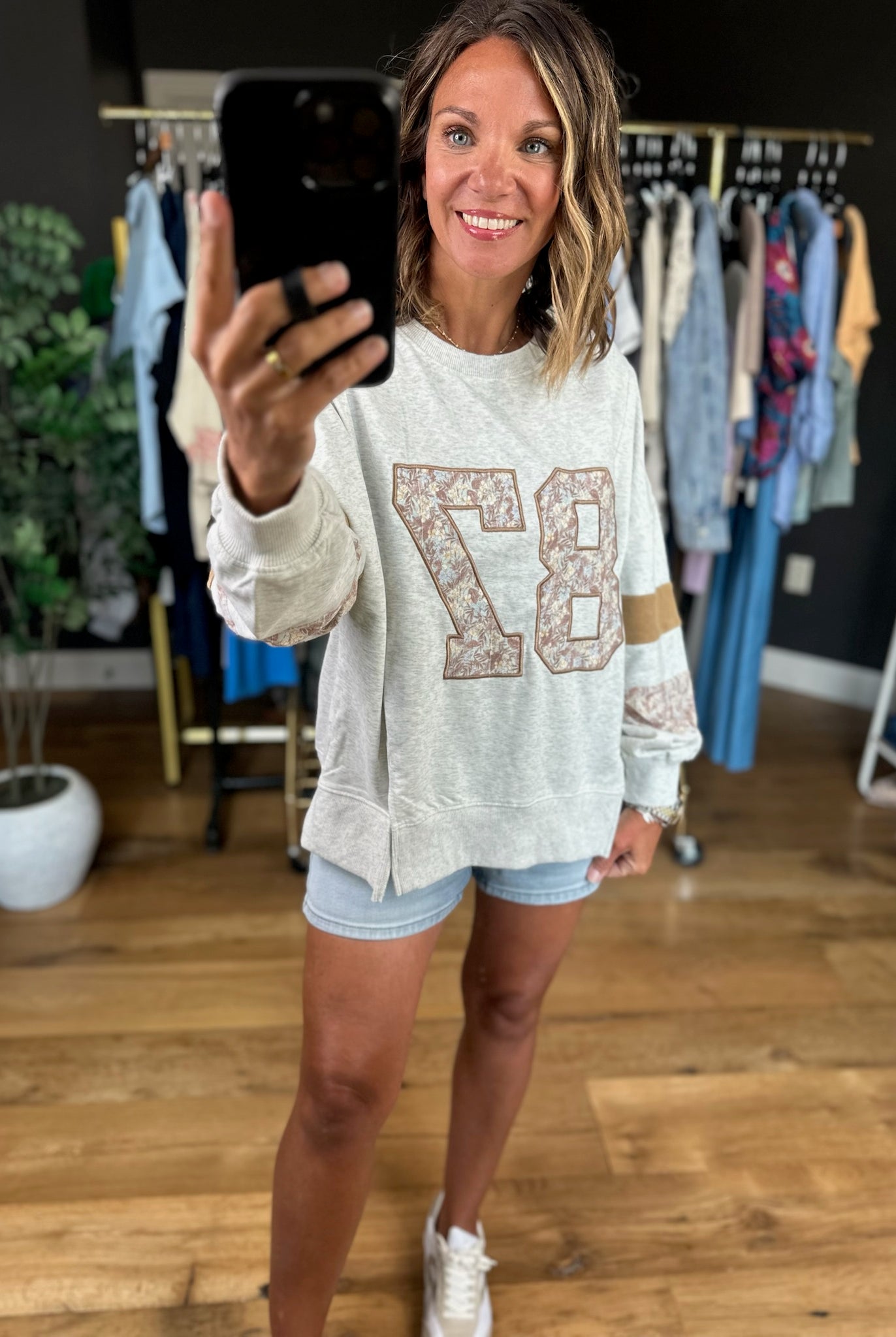 87 Varsity Contrast Crewneck-Sweaters-Easel-Anna Kaytes Boutique, Women's Fashion Boutique in Grinnell, Iowa