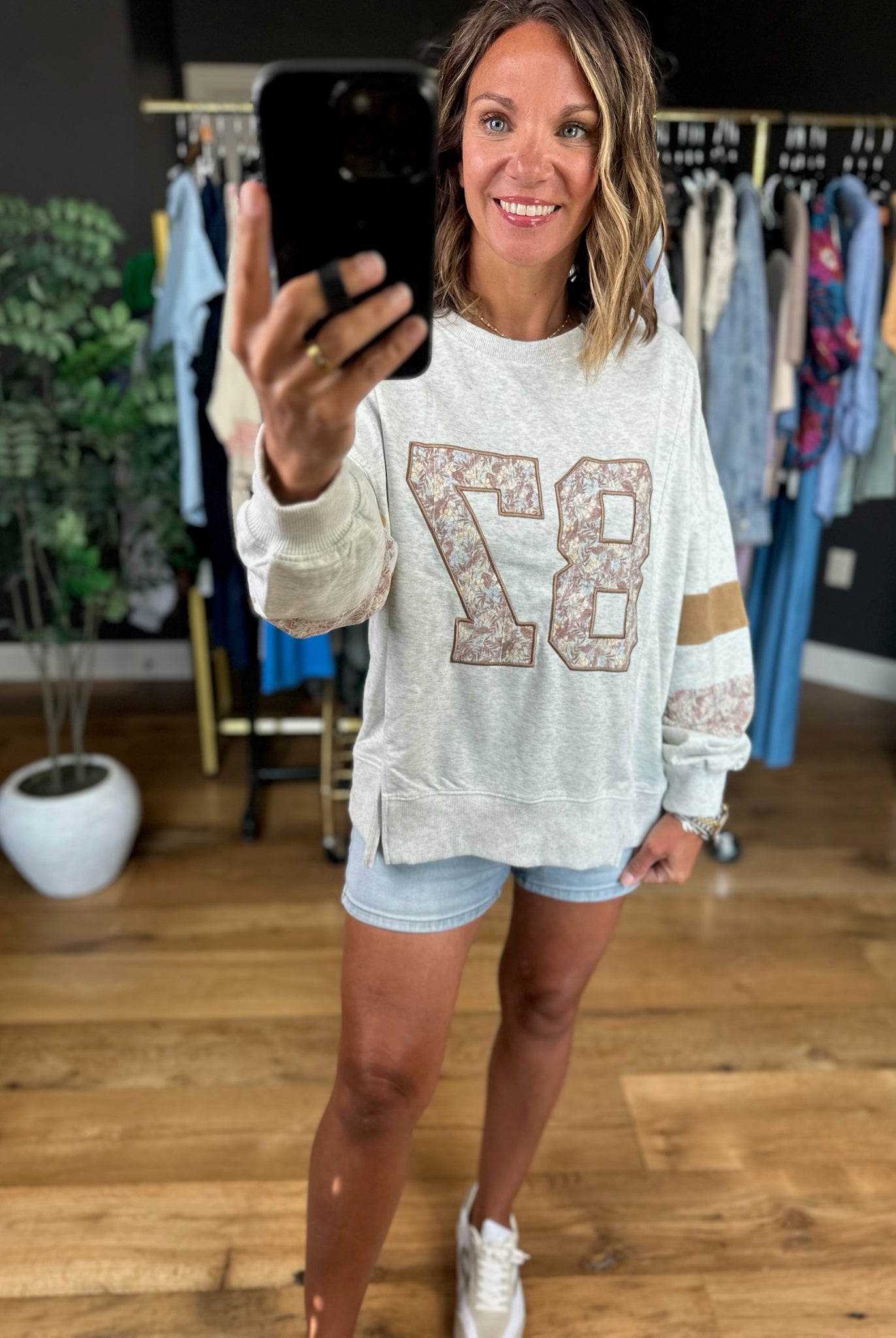 87 Varsity Contrast Crewneck-Sweaters-Easel-Anna Kaytes Boutique, Women's Fashion Boutique in Grinnell, Iowa