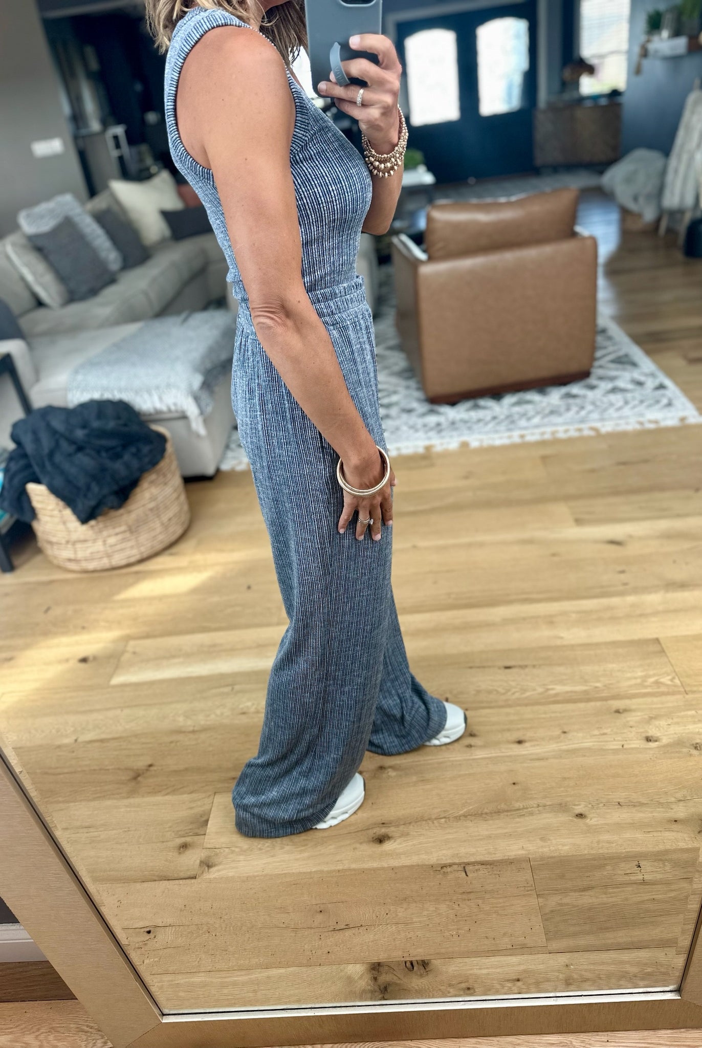 Heading Home Textured Wide Leg Pant + Tank Set-Thread & Supply-Anna Kaytes Boutique, Women's Fashion Boutique in Grinnell, Iowa