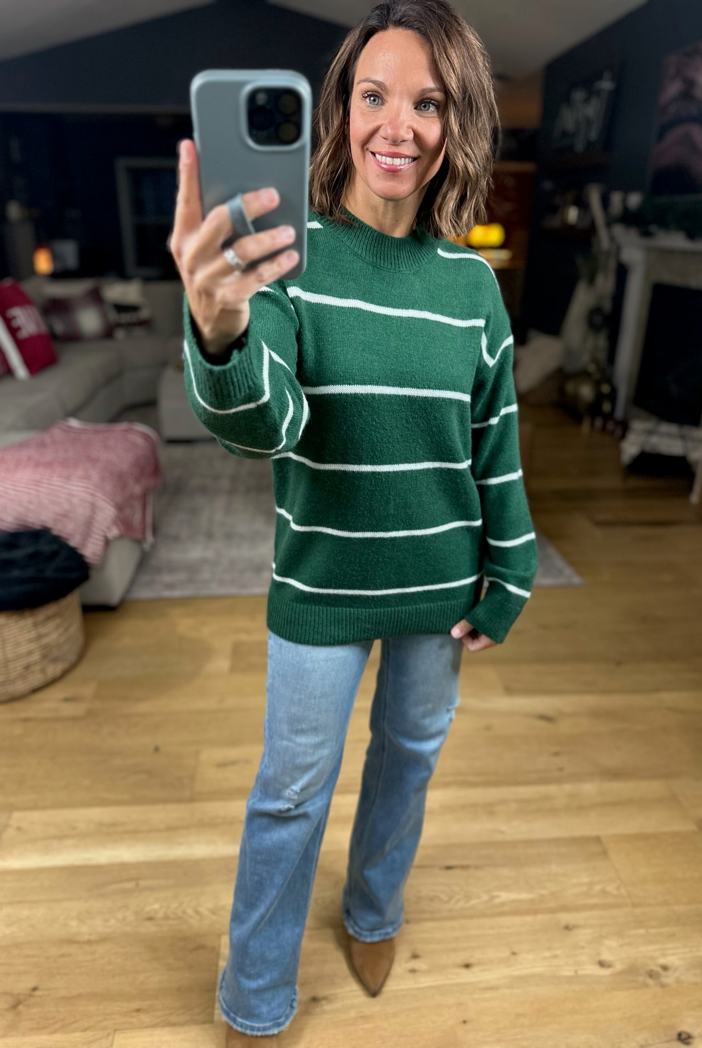 Up To You Striped Crew Sweater-Sweaters-Zenana-Anna Kaytes Boutique, Women's Fashion Boutique in Grinnell, Iowa