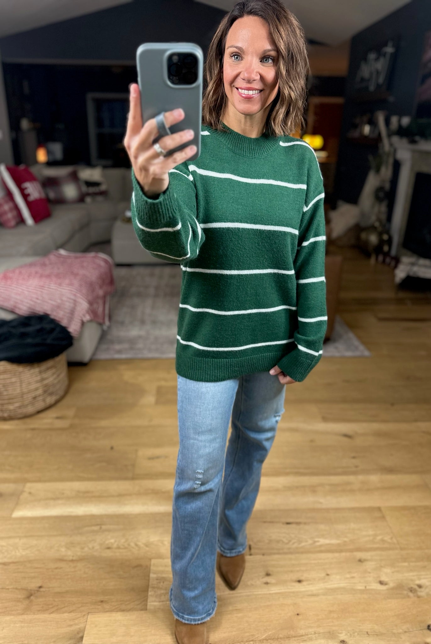 Up To You Striped Crew Sweater-Sweaters-Zenana-Anna Kaytes Boutique, Women's Fashion Boutique in Grinnell, Iowa