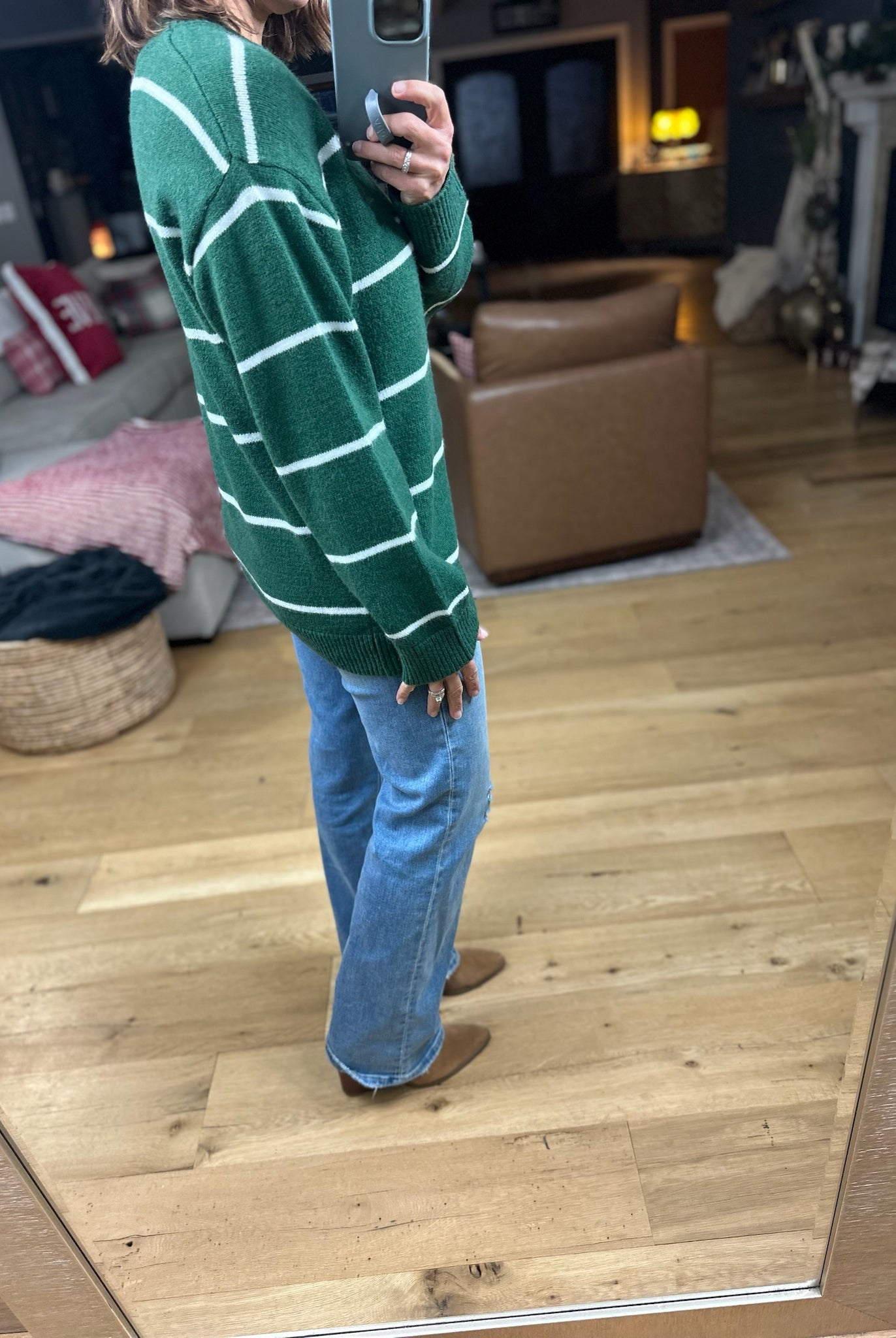 Up To You Striped Crew Sweater-Sweaters-Zenana-Anna Kaytes Boutique, Women's Fashion Boutique in Grinnell, Iowa