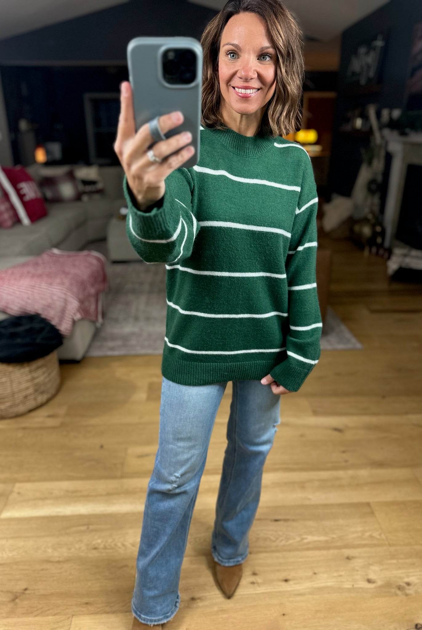 Up To You Striped Crew Sweater-Sweaters-Zenana-Anna Kaytes Boutique, Women's Fashion Boutique in Grinnell, Iowa