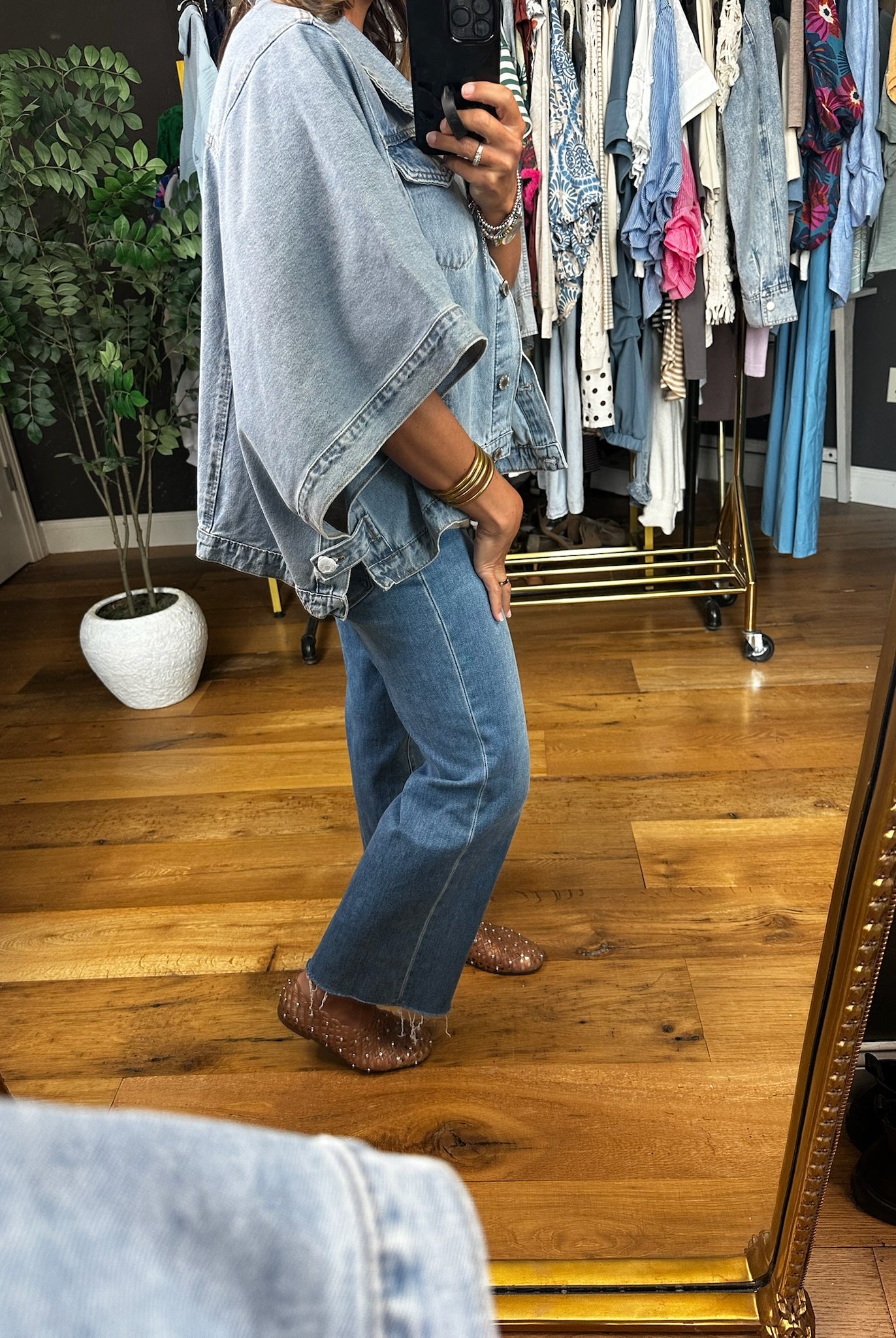 The Macey Denim Poncho Jacket-Jackets-Wishlist-Anna Kaytes Boutique, Women's Fashion Boutique in Grinnell, Iowa