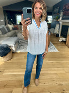Join In V-Neck Eyelet Top-THML-Anna Kaytes Boutique, Women's Fashion Boutique in Grinnell, Iowa