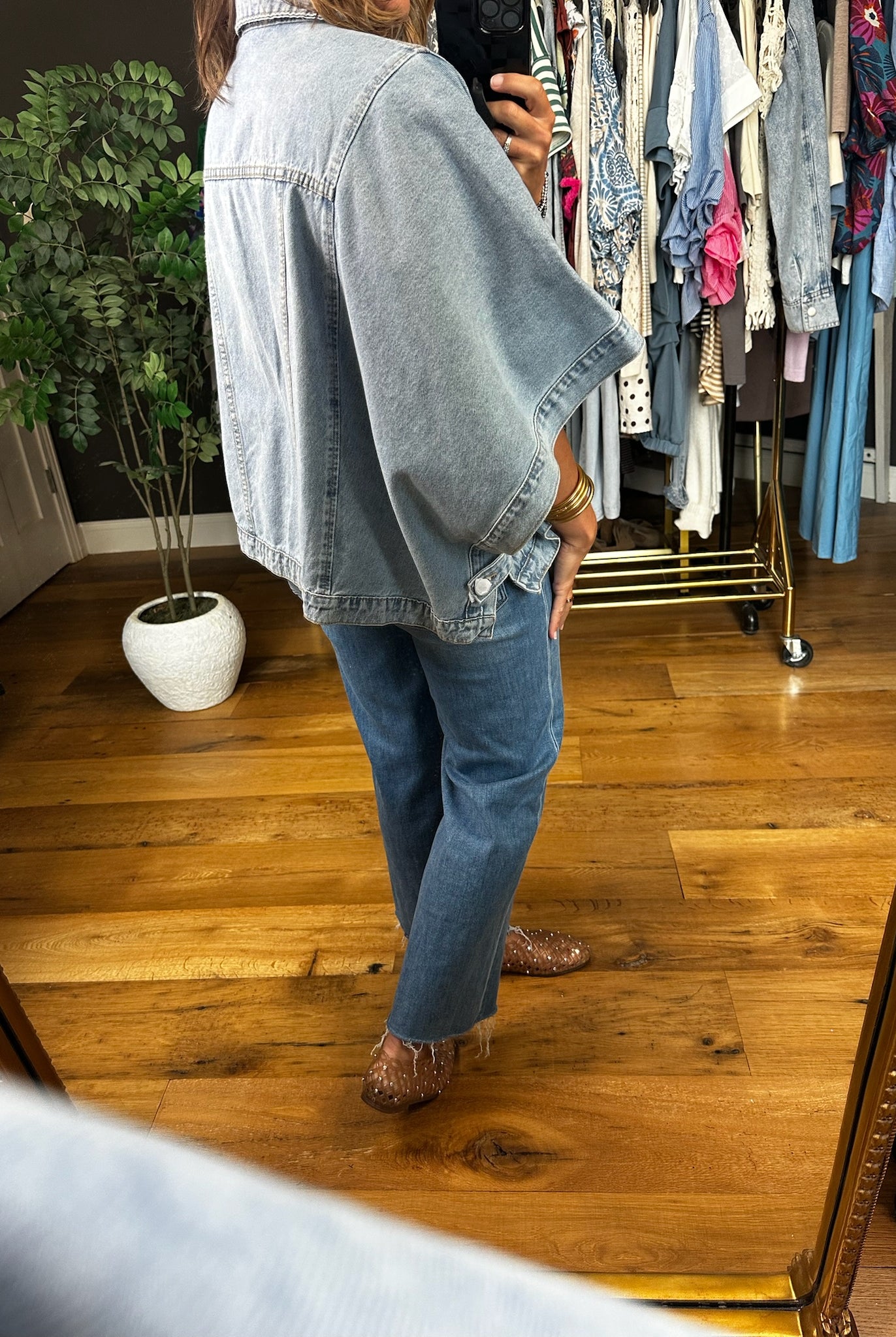The Macey Denim Poncho Jacket-Jackets-Wishlist-Anna Kaytes Boutique, Women's Fashion Boutique in Grinnell, Iowa