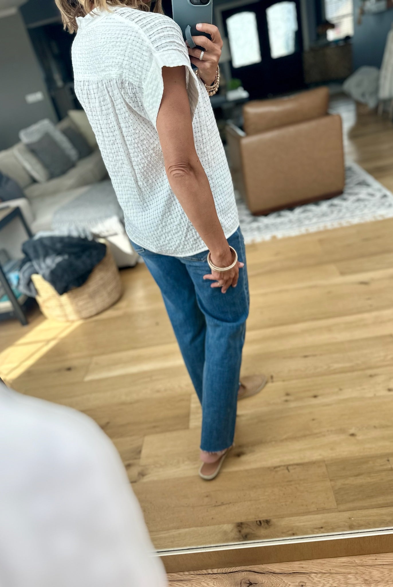 Join In V-Neck Eyelet Top-THML-Anna Kaytes Boutique, Women's Fashion Boutique in Grinnell, Iowa