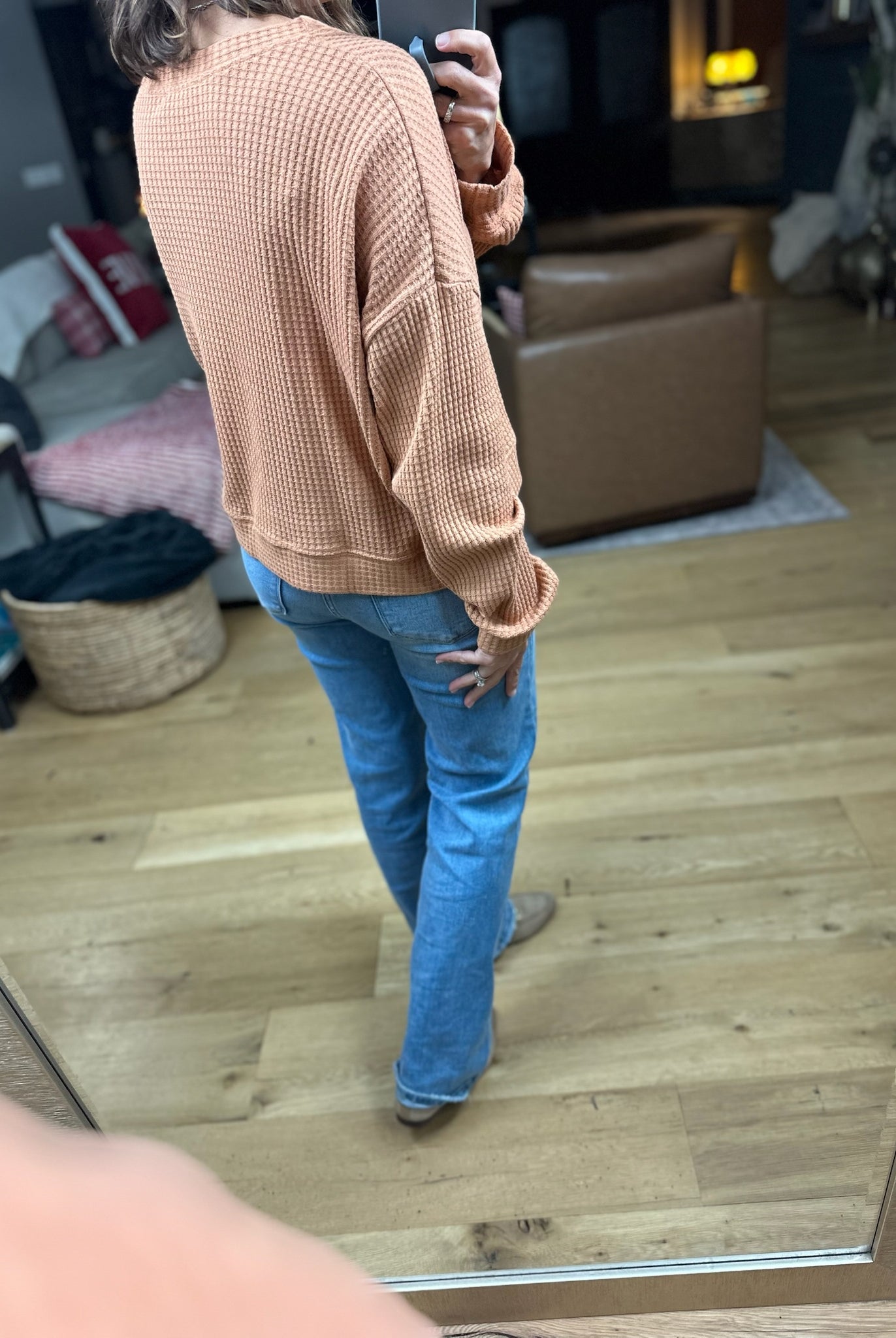 The Chloe Waffle Crew Top-Long Sleeves-By Together-Anna Kaytes Boutique, Women's Fashion Boutique in Grinnell, Iowa