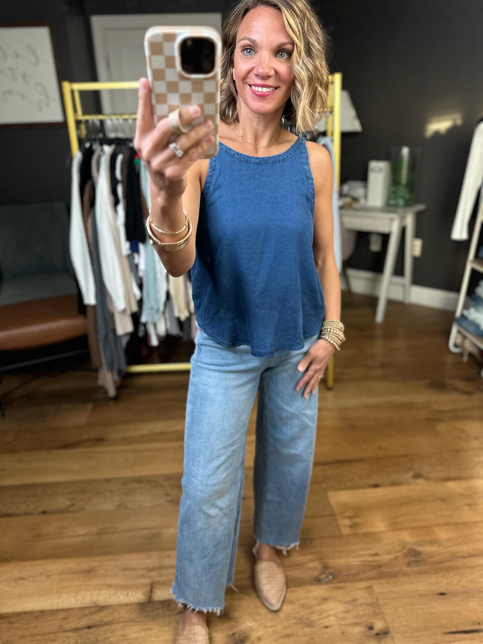 Join Me Chambray Top - Blue-Blu Pepper-Anna Kaytes Boutique, Women's Fashion Boutique in Grinnell, Iowa