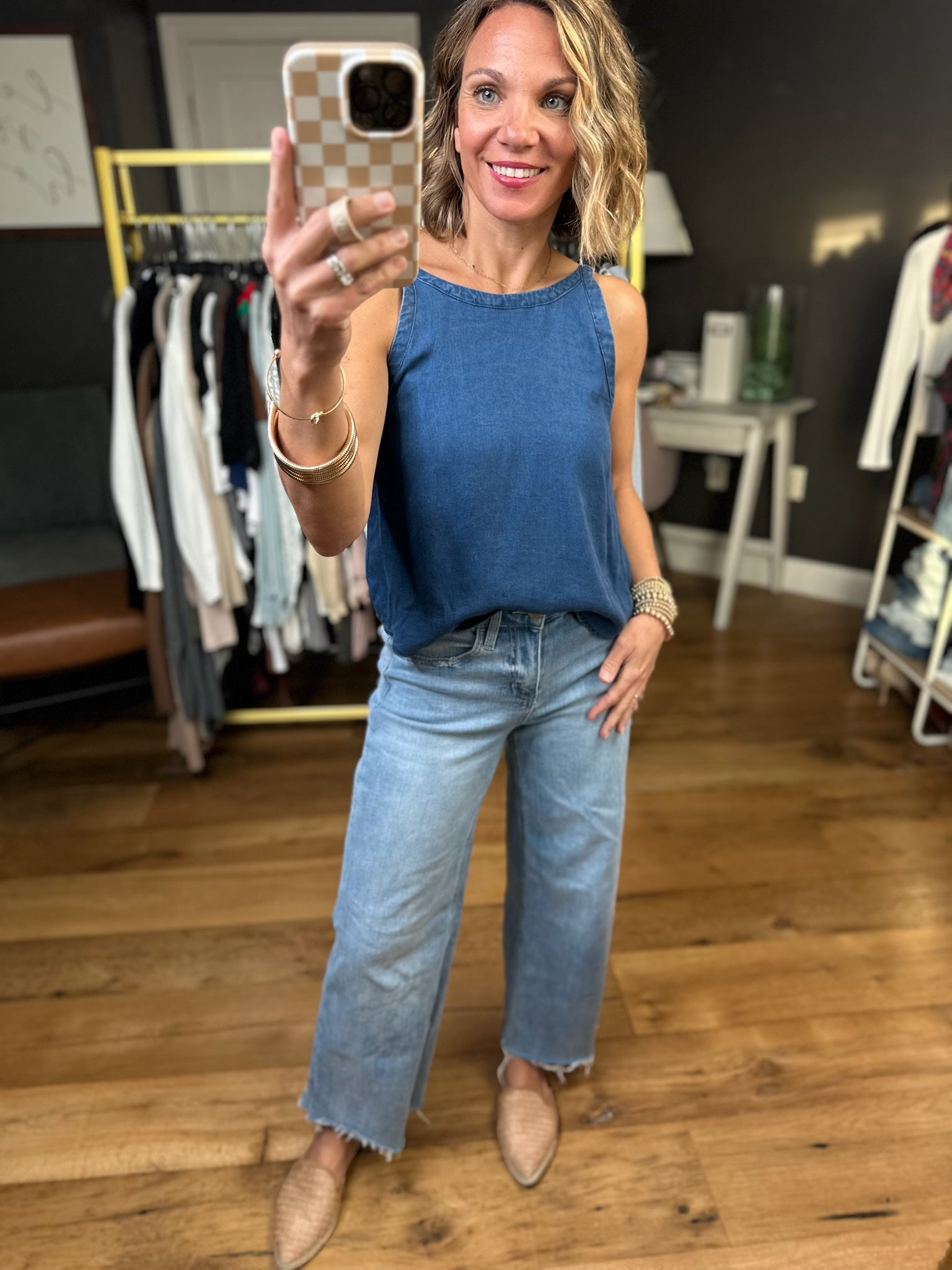 Join Me Chambray Top - Blue-Blu Pepper-Anna Kaytes Boutique, Women's Fashion Boutique in Grinnell, Iowa