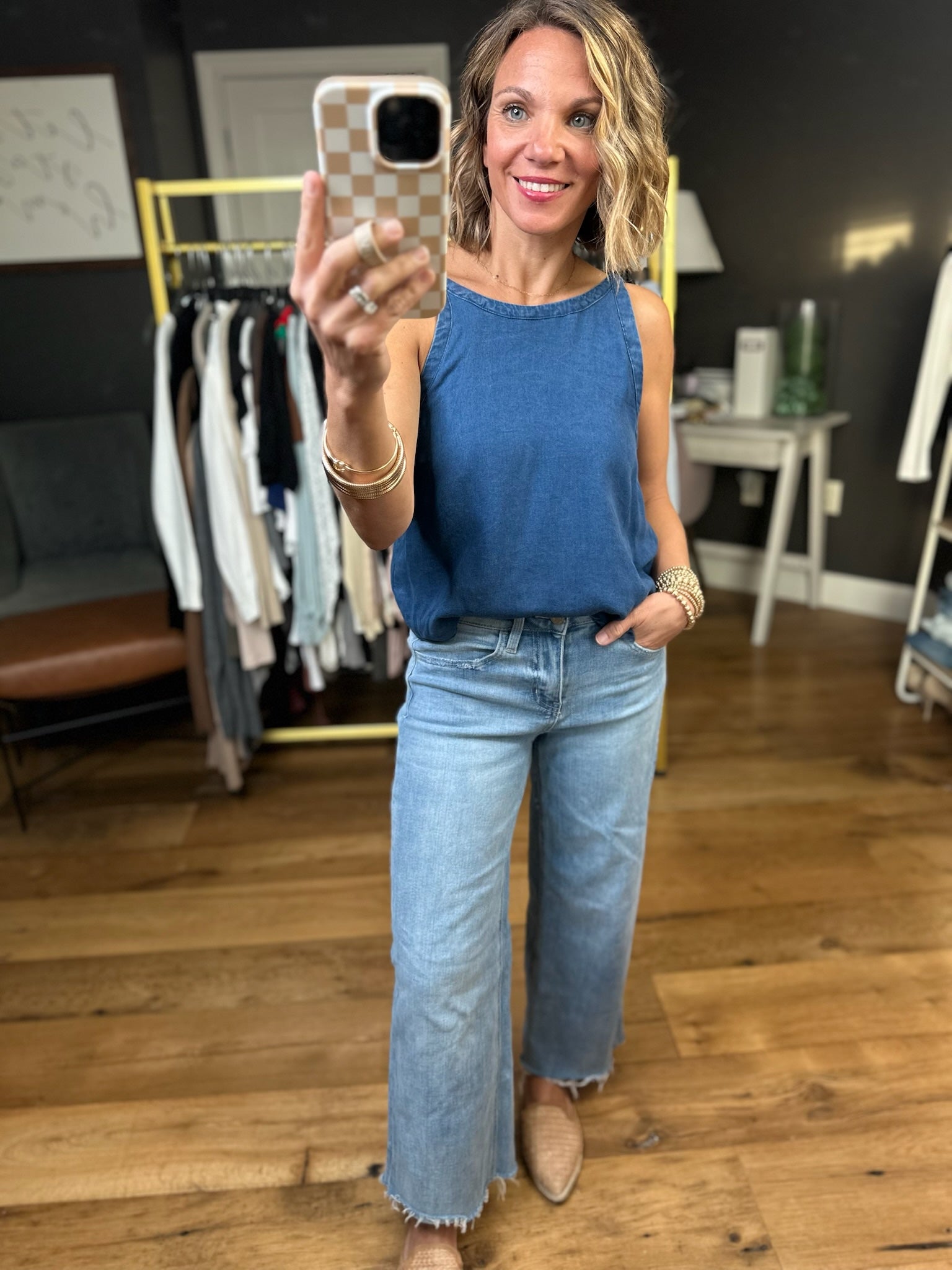 Join Me Chambray Top - Blue-Blu Pepper-Anna Kaytes Boutique, Women's Fashion Boutique in Grinnell, Iowa